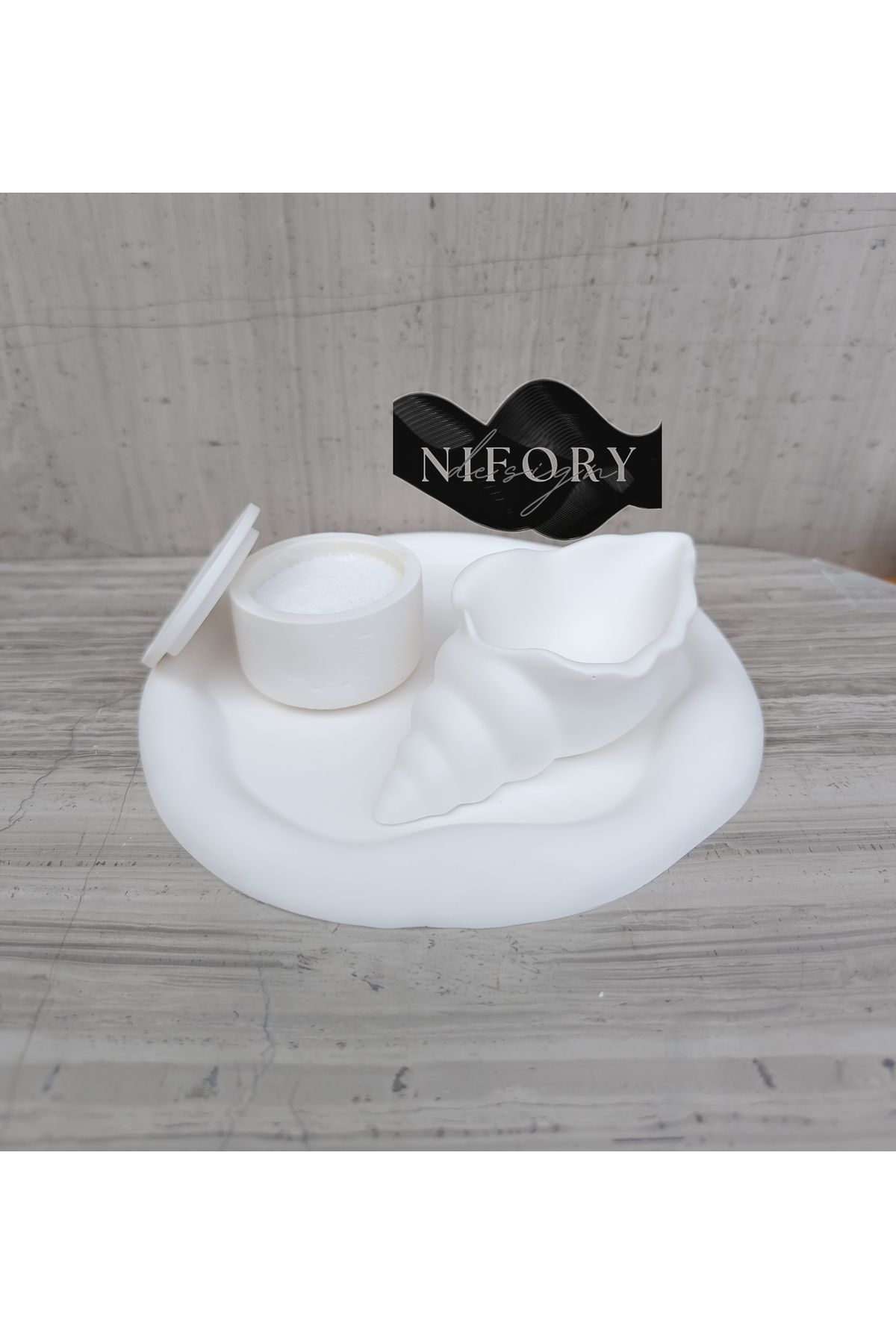 Nifory 520-N086 Dekoratif Beton Sunum Aksesuar Set Beton Biblo Organizer Takımı Çok Amaçlı Dekoratif Set