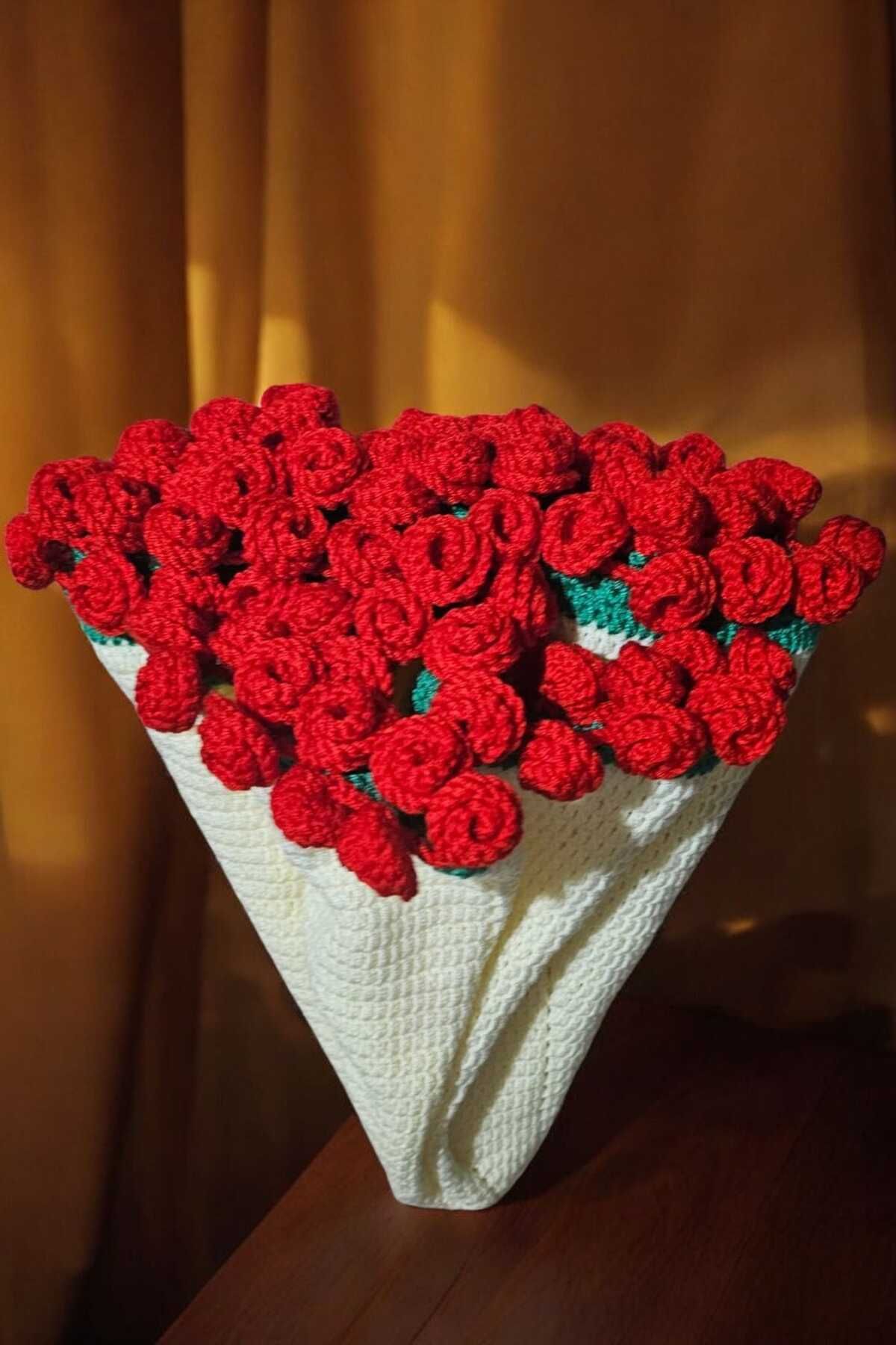 Örgü Sanatı DilekÇak Birebir Görseldeki Ürün Gelir, 94 cm 77 Adet Çiçek Buketi. Çiçekli Battaniye, Buket Battaniye. Şal