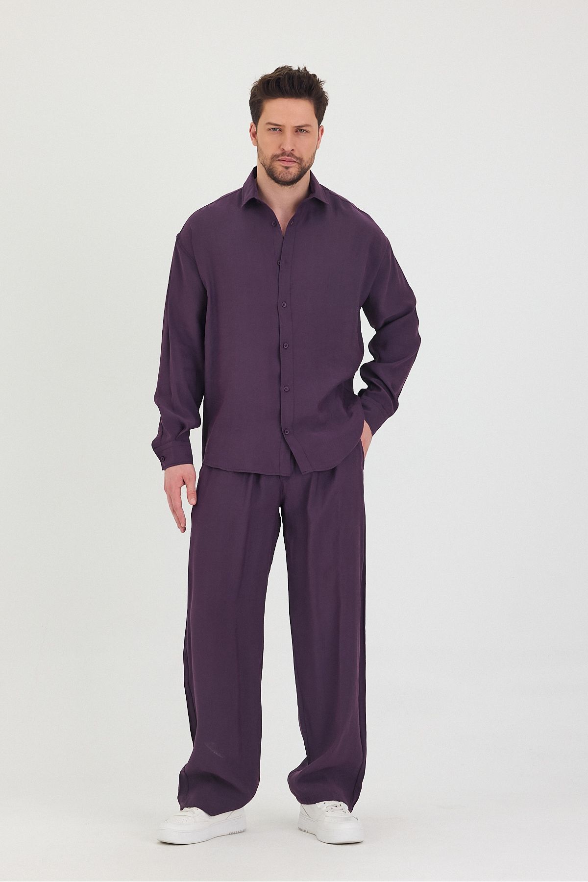 COOL TARZ Erkek Oversize Rahat Kalıp Gömlek-Pantolon Alt-Üst Takım