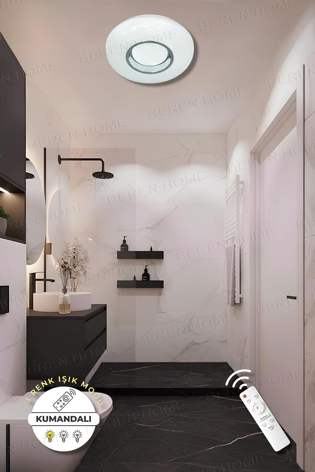 BEREN HOME Eliza3 Kumandalı 3 Renk Modern Plafonyer Led Avize