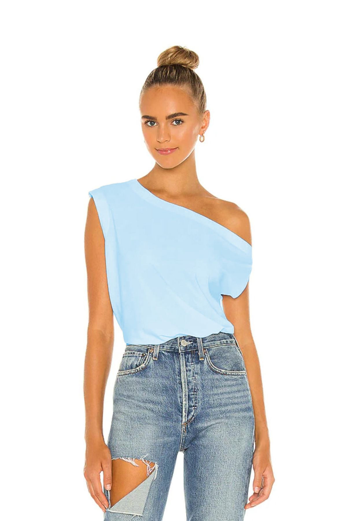 AFR CLOTHES KADIN ÇİFT KAT JARSE DAMLA OMUZ BLUZ