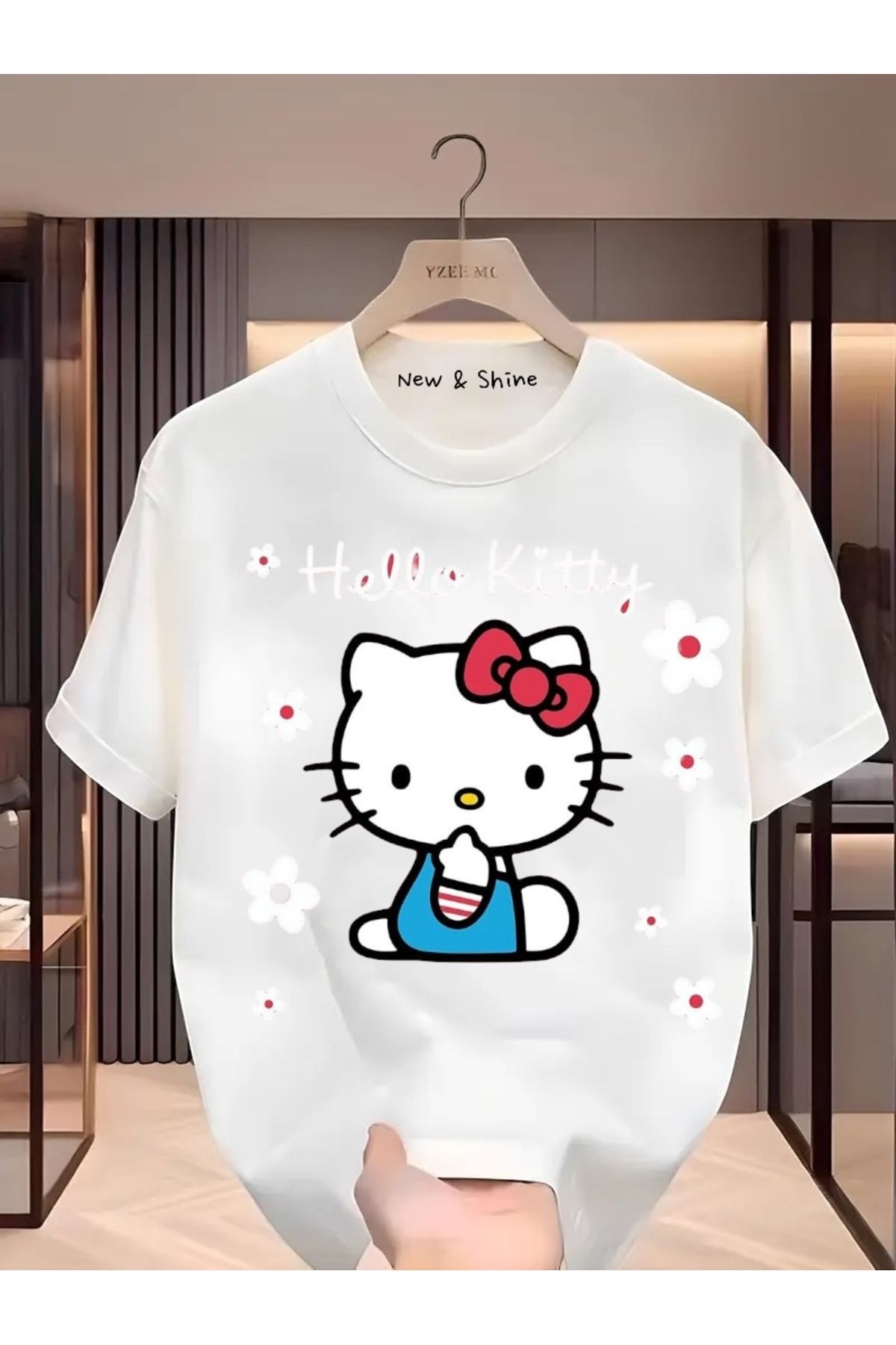New Shine Hello Kitty Baskılı Oversize T-Shirt
