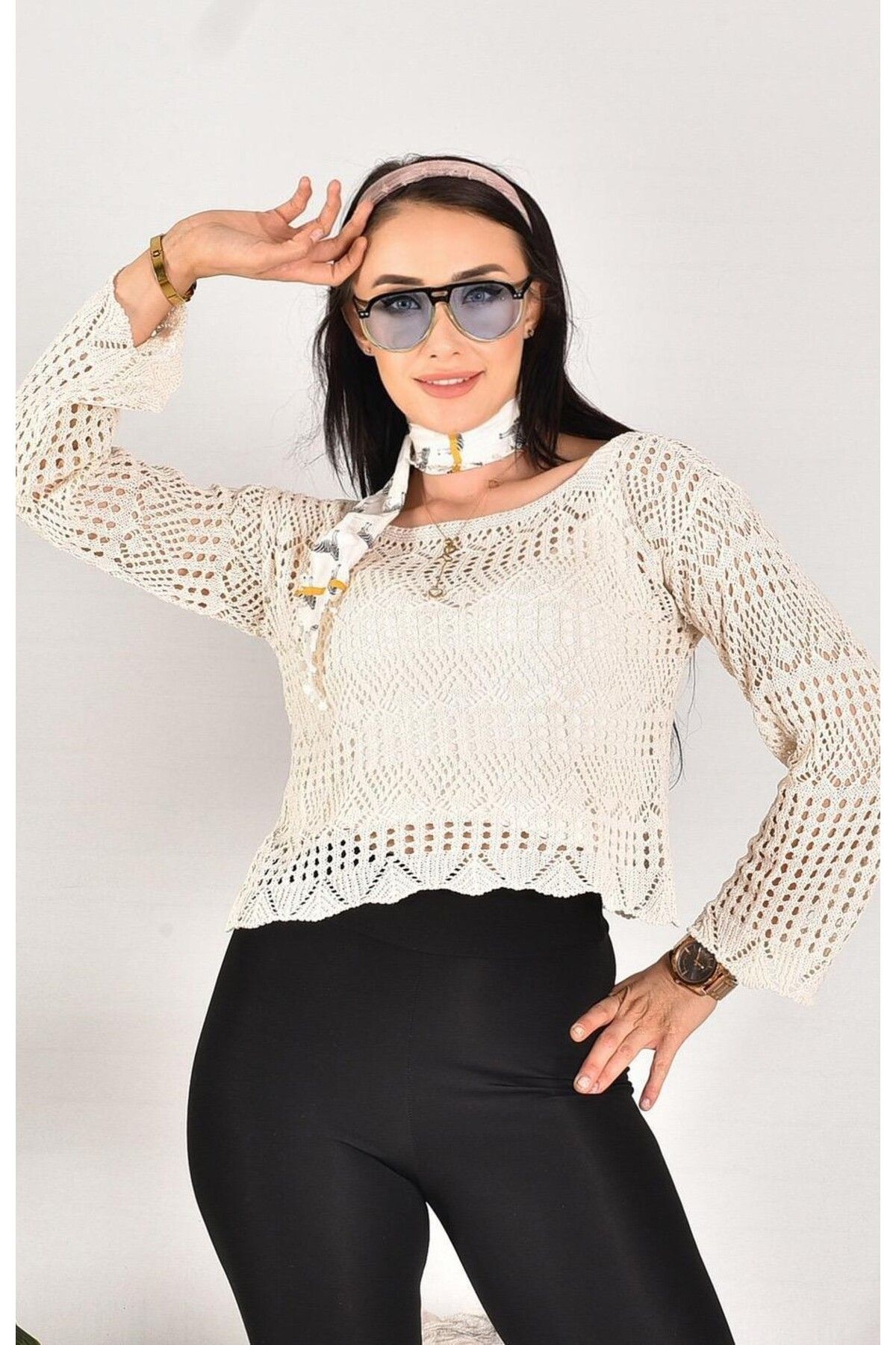 H&E LUXURY DESIGN Kadın Ajurlu Yazlık Kazak