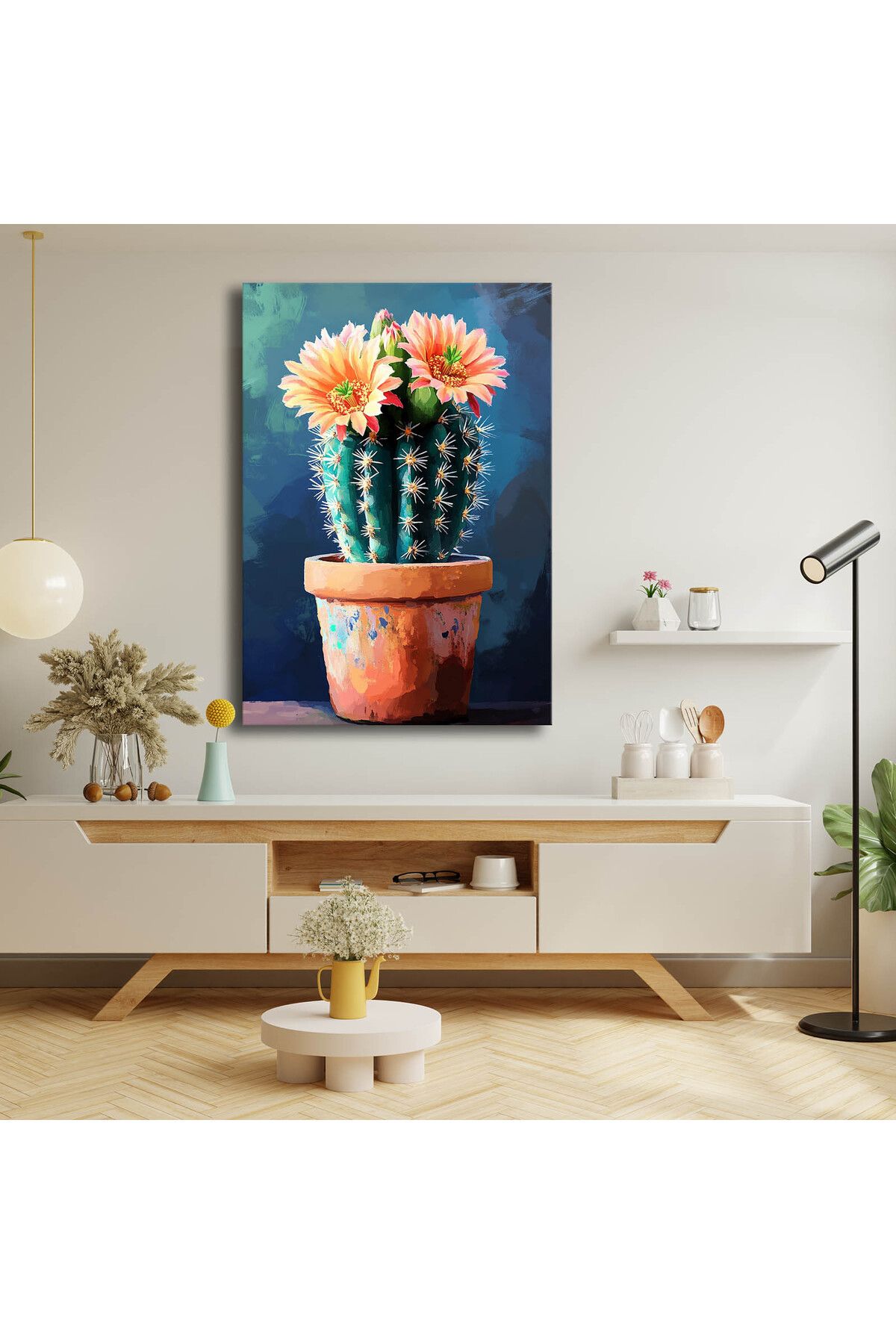 Özgül Grup 70x100 cm Dekoratif Canvas Tablo Çiçekli Kaktüs