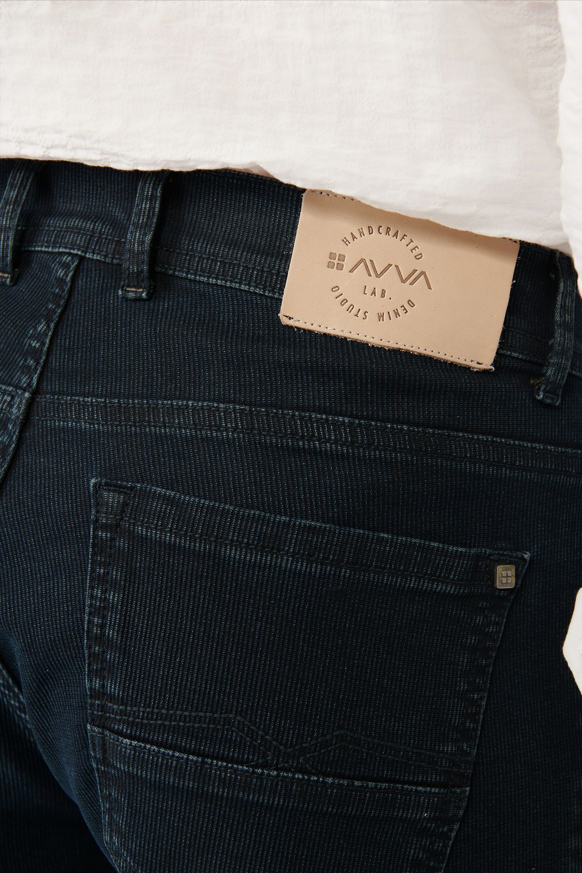 Avva-Ανδρικό τζιν παντελόνι Navy Blue Antique που πλένεται A41y3510 7