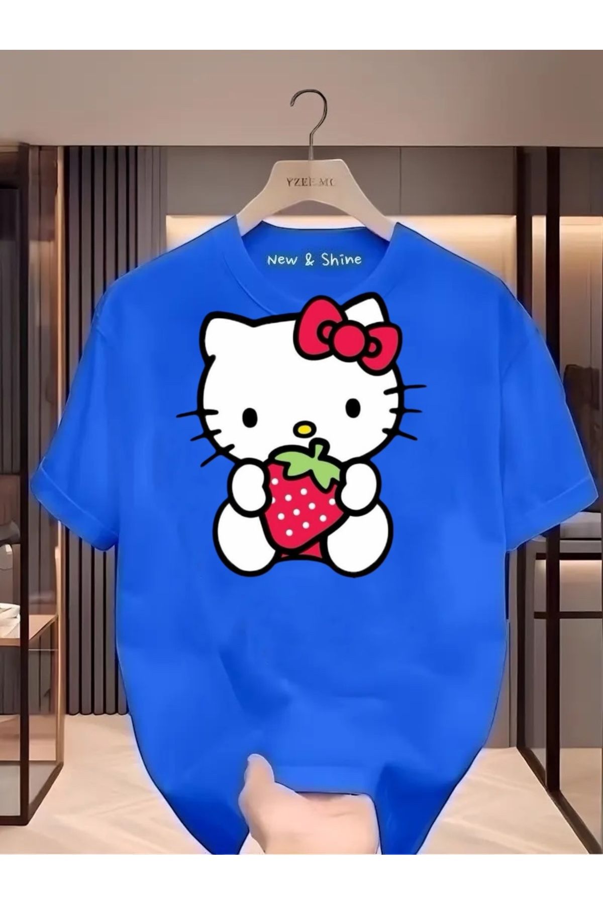 New Shine Hello Kitty Baskılı Büyük Beden Oversize T-Shirt