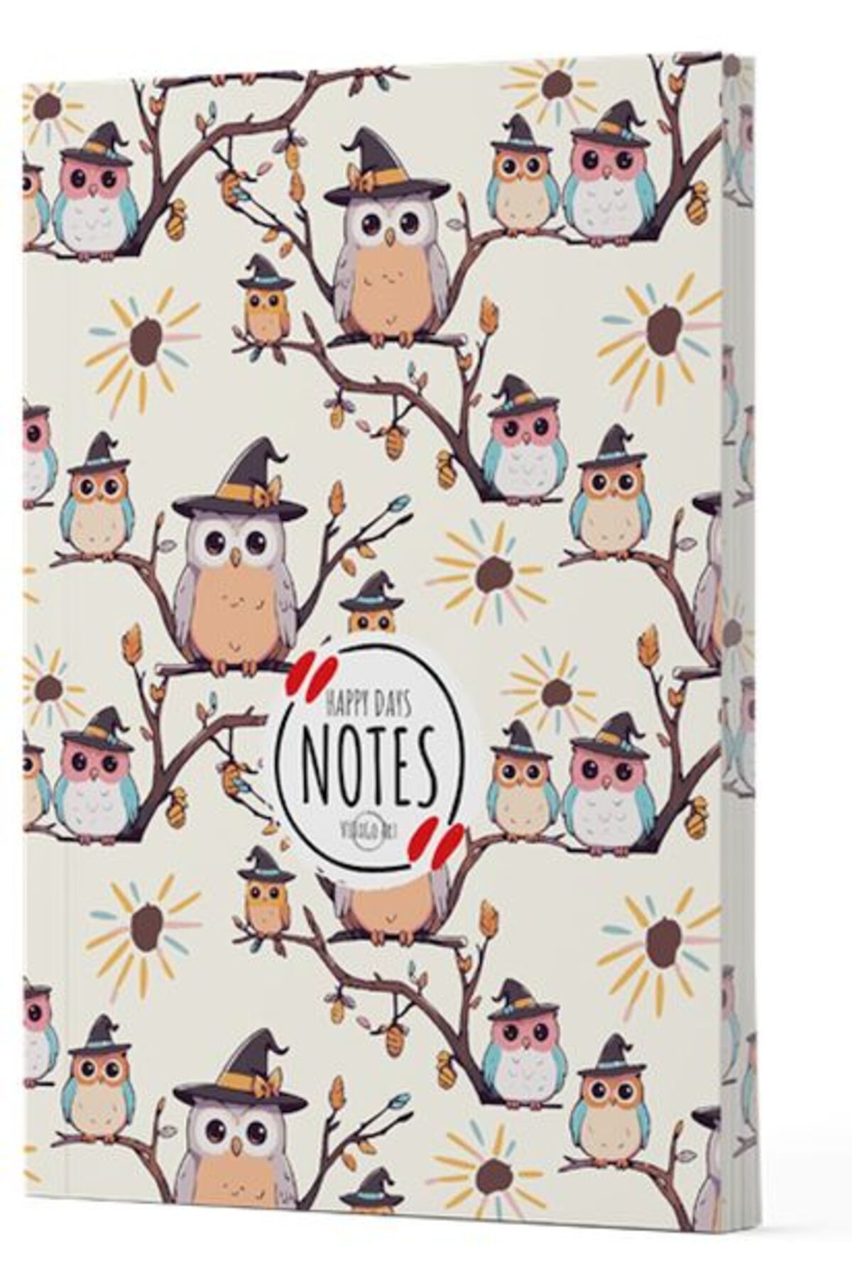 Destek Yayınları Baykuş 7 Yan Boyamalı Çizgili Defter