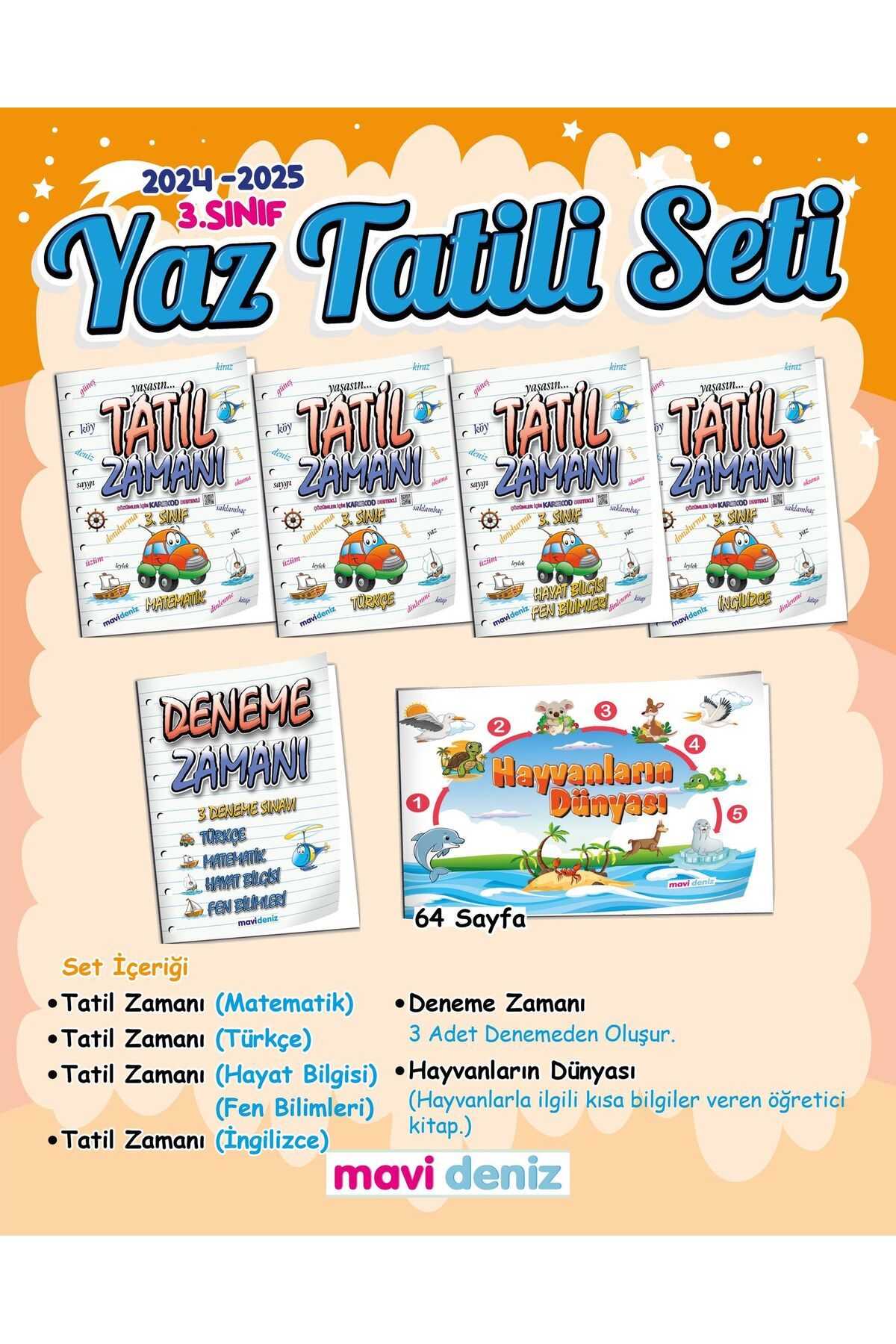 Mavi Deniz Yayınları 3. Sınıf Etkinliklerke Tatil Eğlencesi Yaz Tatil Seti