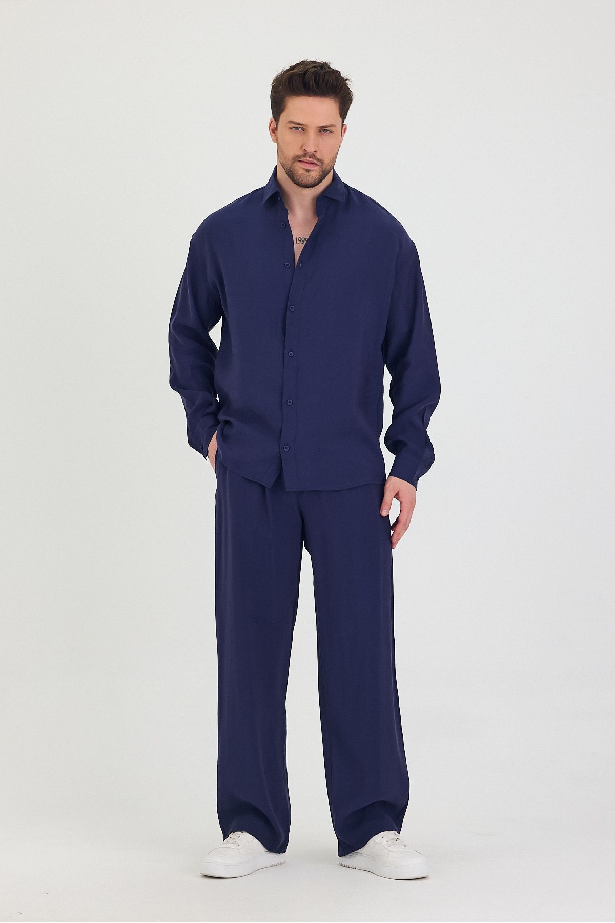 COOL TARZ Erkek Oversize Rahat Kalıp Gömlek-Pantolon Alt-Üst Takım
