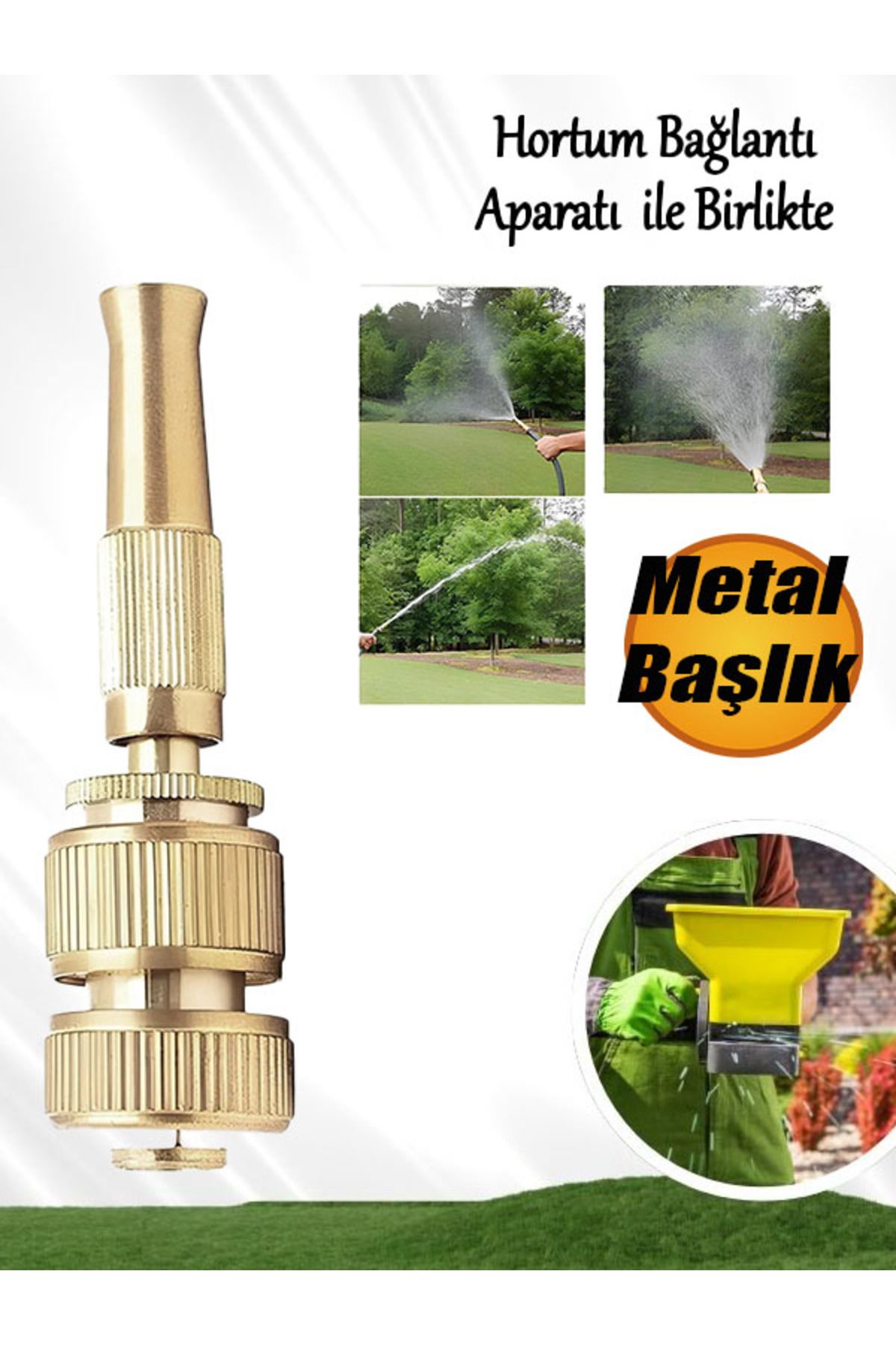 nublado Metal Ayarlanabilir Sulama Başlığı Sarı Renk Hortum Bağlantı Aparatlı Sök Tak Bahçe Araba Yıkama