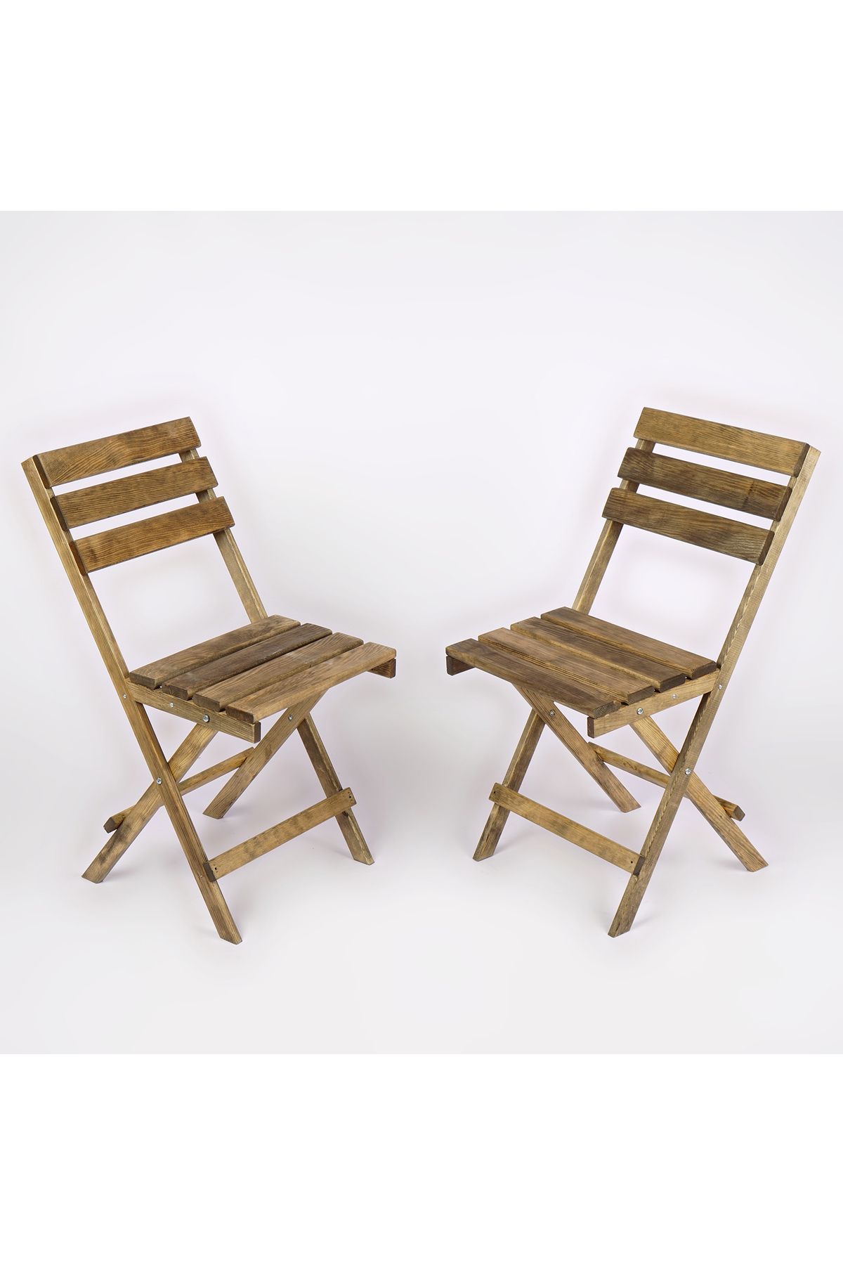 WOODENSA Ahşap Bahçe Sandalyesi,Balkon Mutfak Sandalyesi Katlanır Sandalye 2' li takım