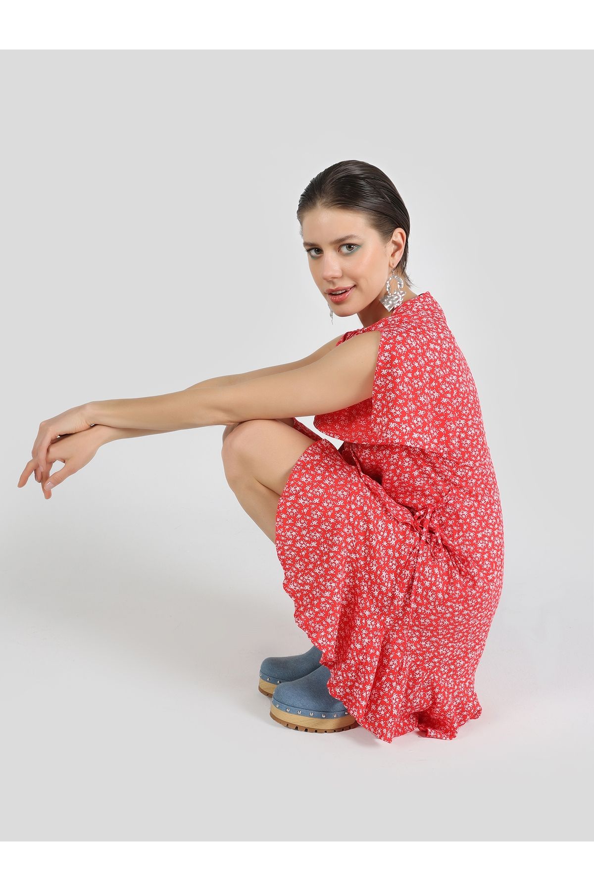 Colin's Rochie Roșie Cu Imprimeu Floral, Pliată, Pentru Femei Femeie - S