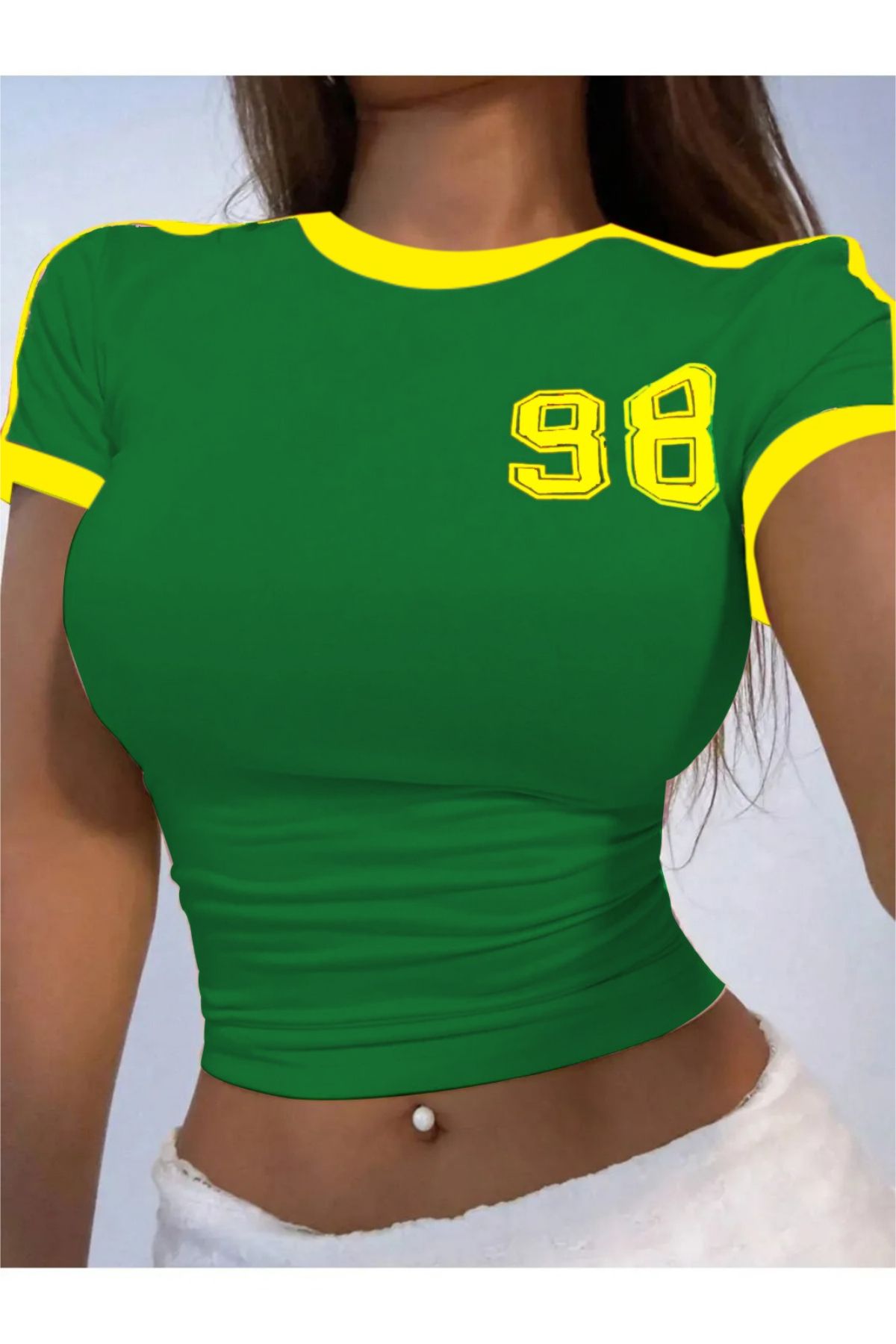 npLStore Kadın 98 Baskılı Askılı Crop Bluz