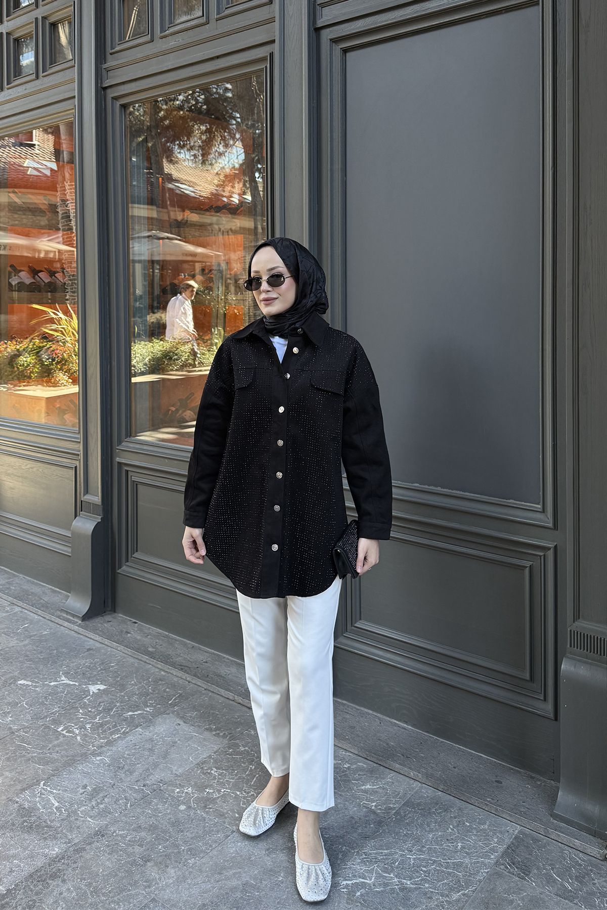 Melike Tatar Taşlı Gabardin Ceket 32-3505