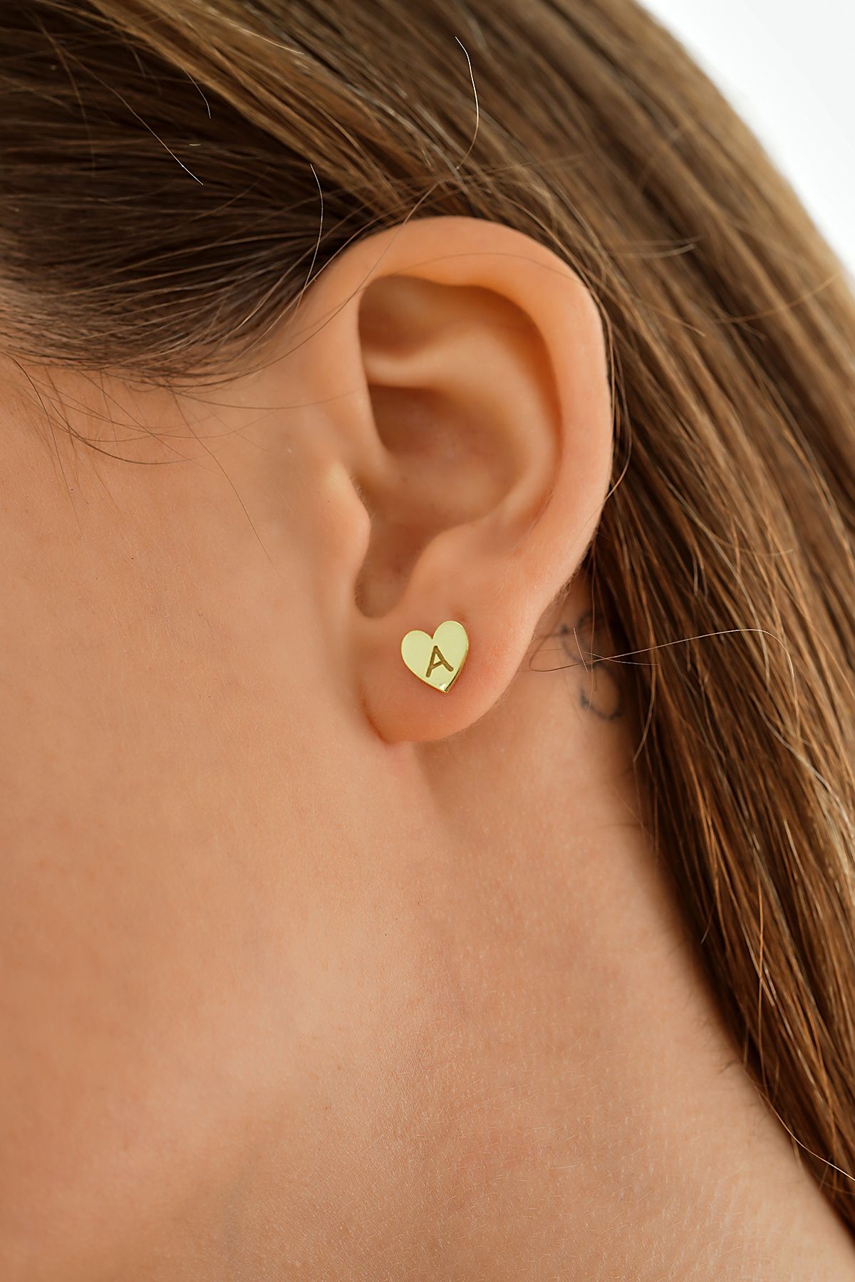 Klart Jewellery Kalpli Harf Küpe 925 ayar Gümüş Kalpli Harf küpesi