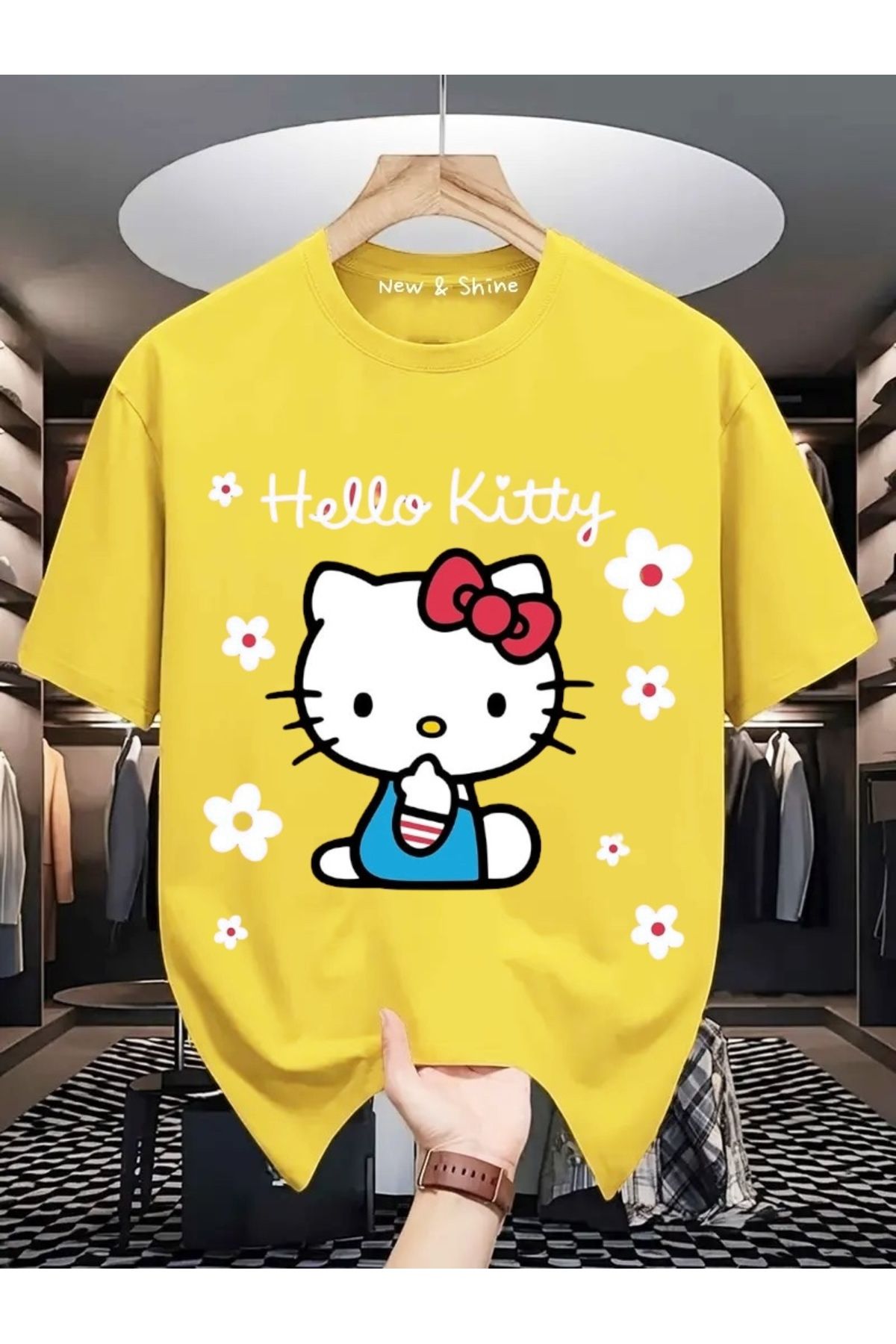 New Shine Hello Kitty Baskılı Oversize T-Shirt