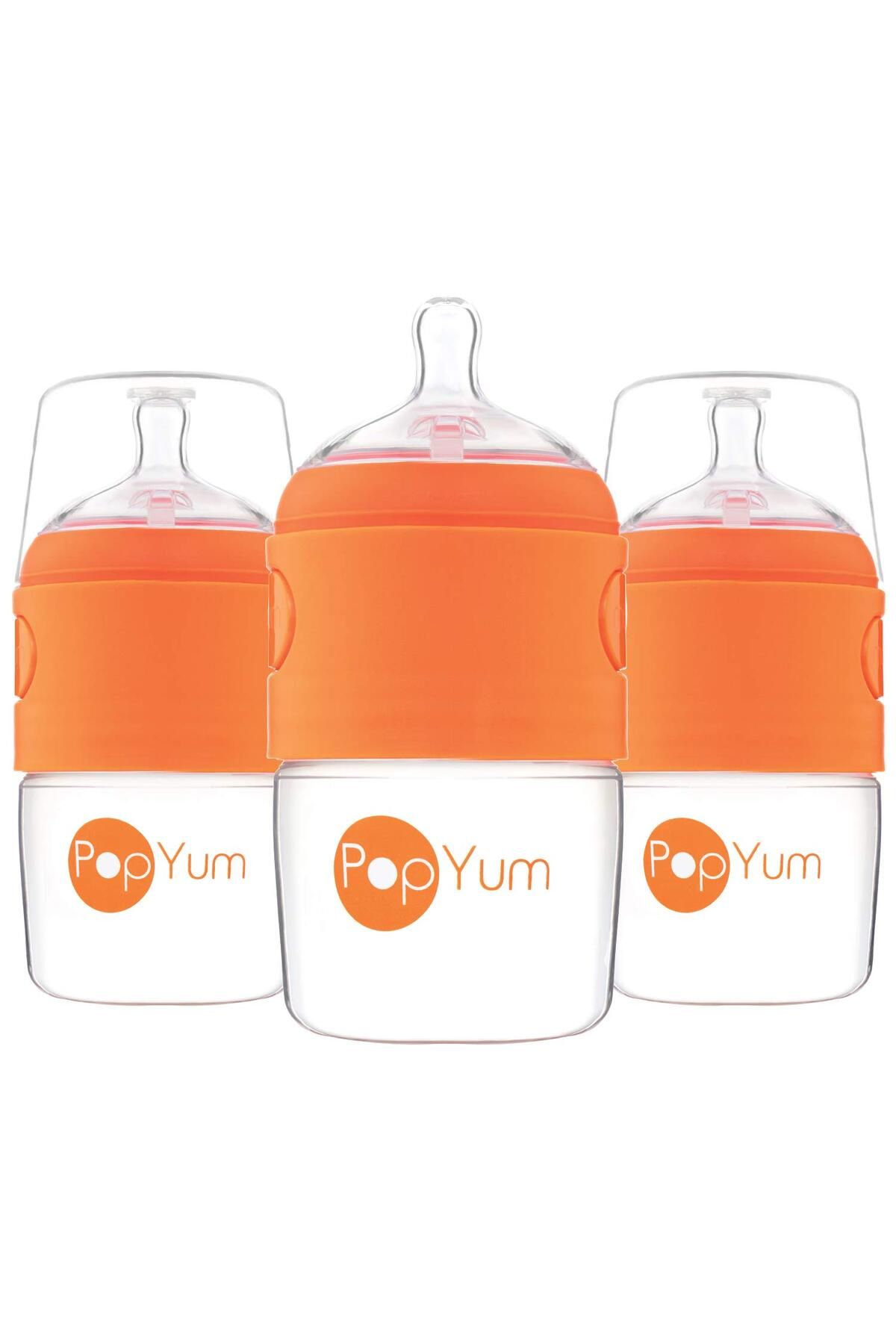 Generic-PopYum 5 oz Orange Anti-Colic Formula Making/Mixing/Dispenser Baby Bottles, 3-Pack with #1 Slow Flow 1