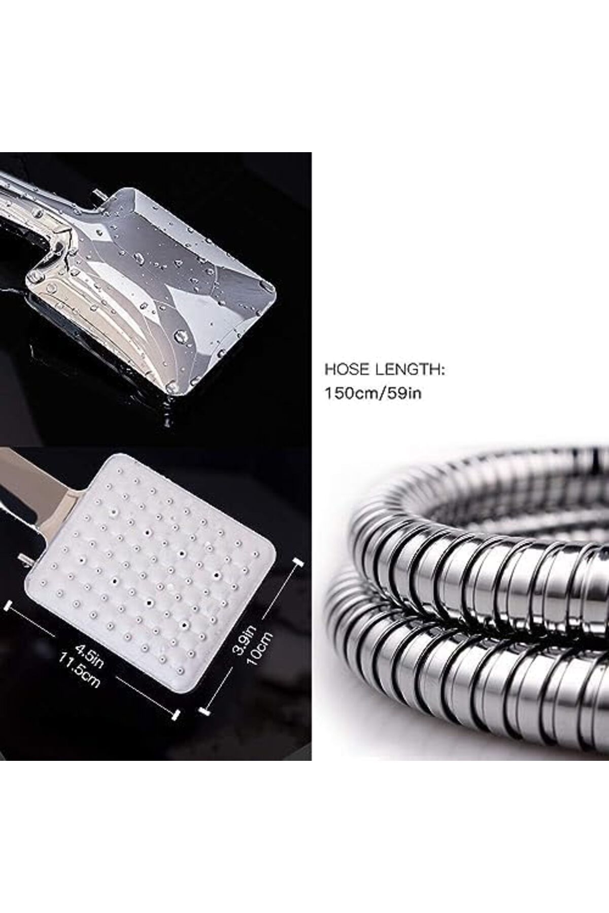 Newentor-Shower Head with Hose Set with 6 Settings Spray Mode, Chrome - 1.5m 3