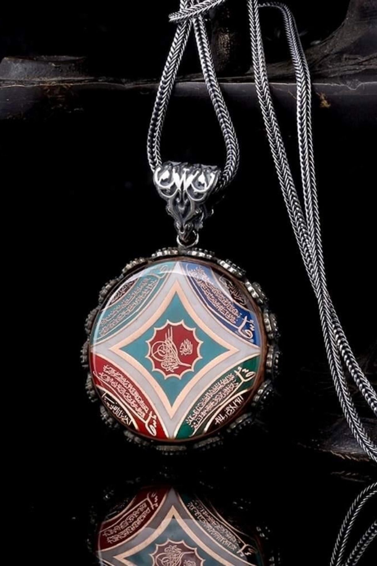 Diriliş Takı Tuğra ve Sureler İşlemeli 925 Ayar Gümüş Kolye