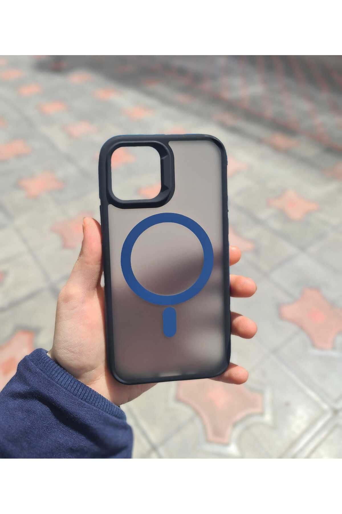 CEP-HANE Apple iPhone 12 Pro Kablosuz Şarj Destekli Antişok Koruma Mat Siyah Buzlu Yüzey Sert Kılıf