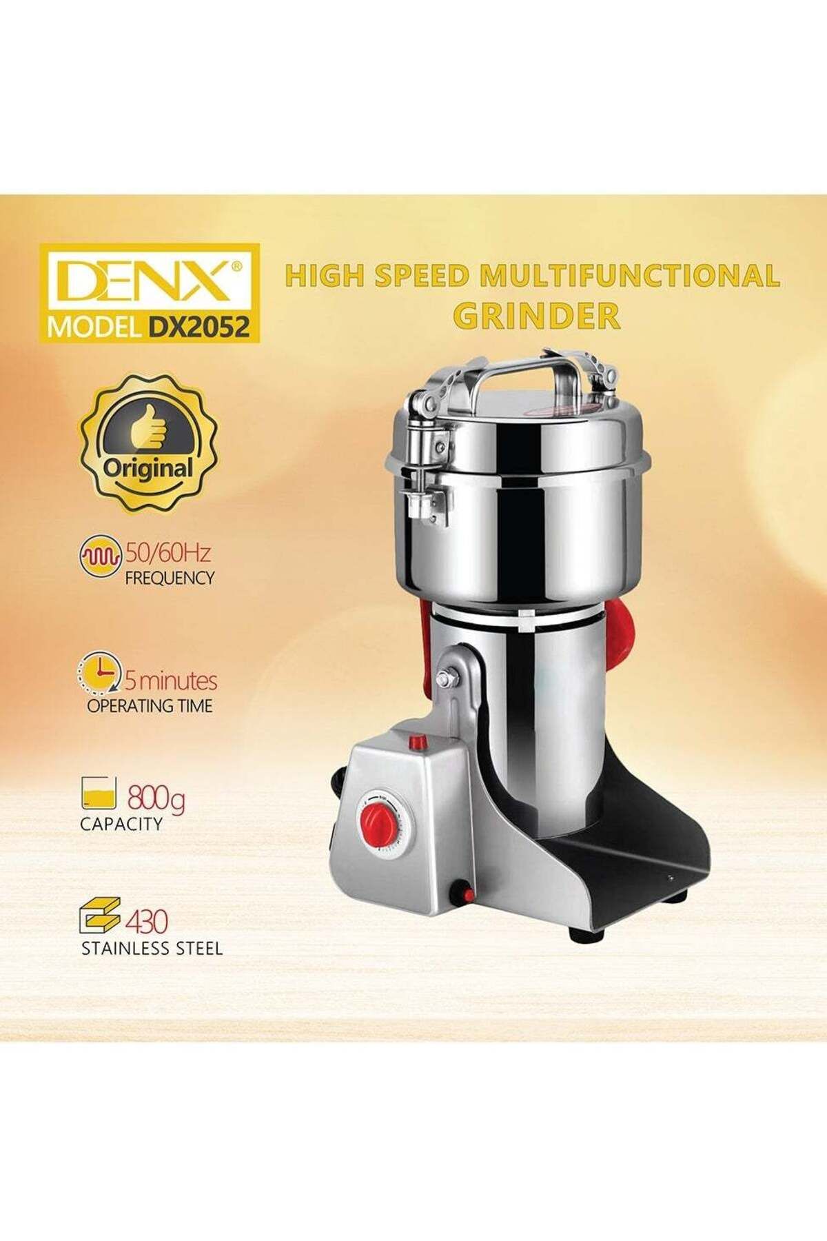Denx-مطحنة متعددة الوظائف عالية السرعة بقوة 3000 وات، سعة 800 جرام، سرعة 26000 دورة في الدقيقة، تستخدم للطحن 4