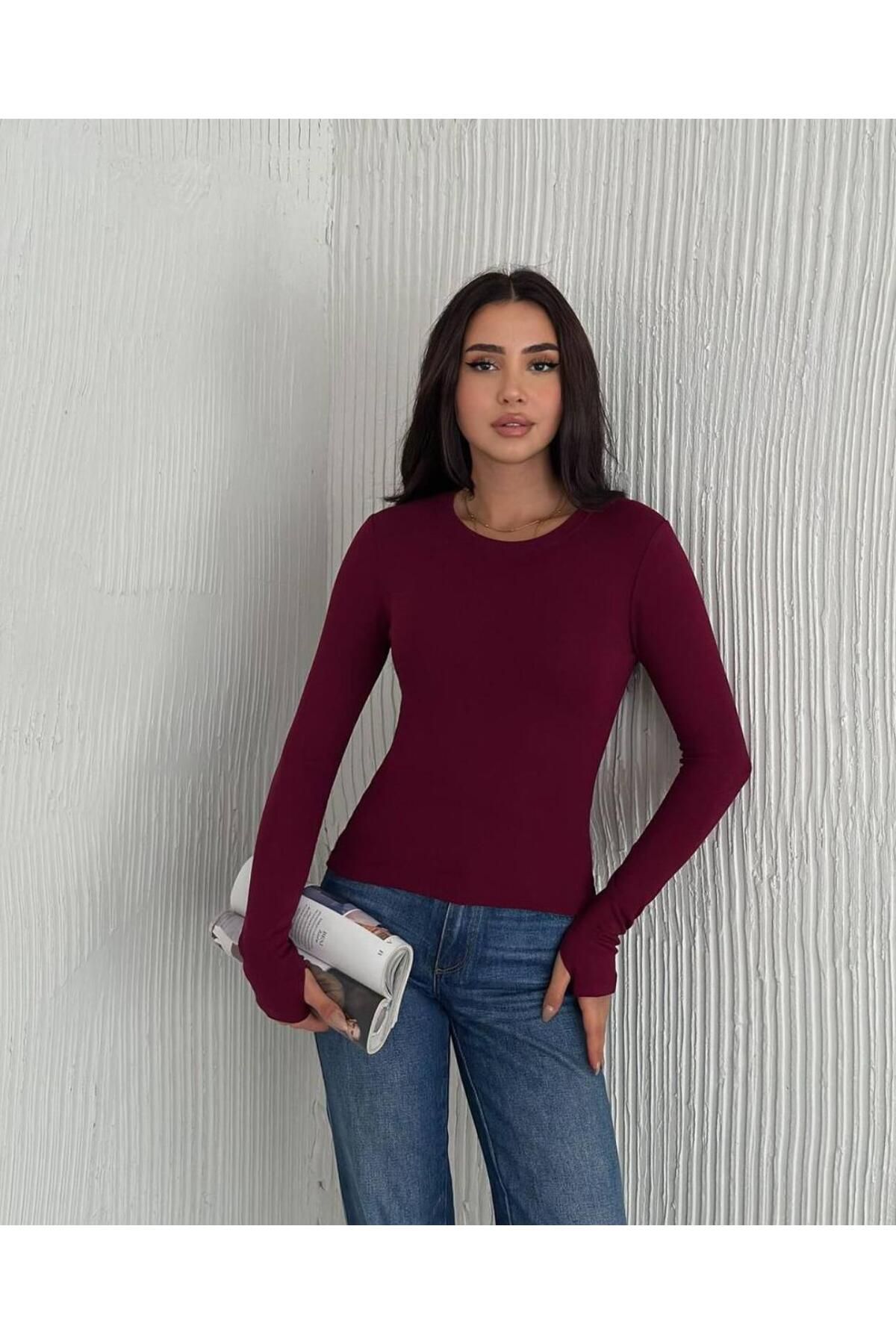 RENK RENK OUTLET PARMAK GEÇMELI BASIC BLUZ