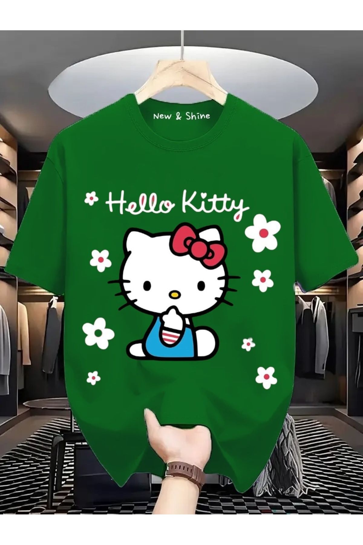 New Shine Hello Kitty Baskılı Oversize T-Shirt