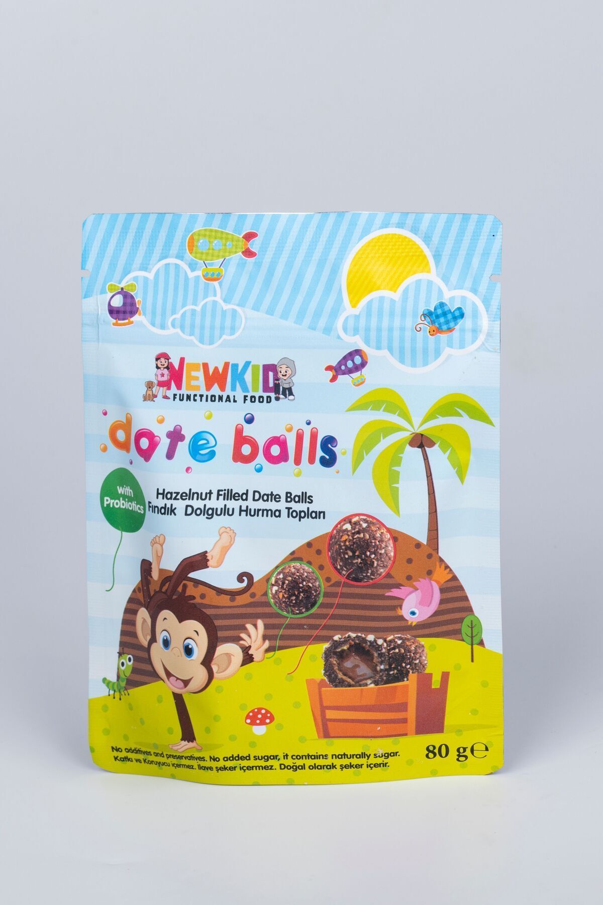 newkid Fındık Dolgulu Probiyotik İlaveli Hurma Topu 80g