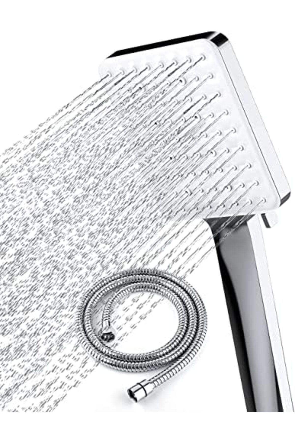 Newentor-Shower Head with Hose Set with 6 Settings Spray Mode, Chrome - 1.5m 1