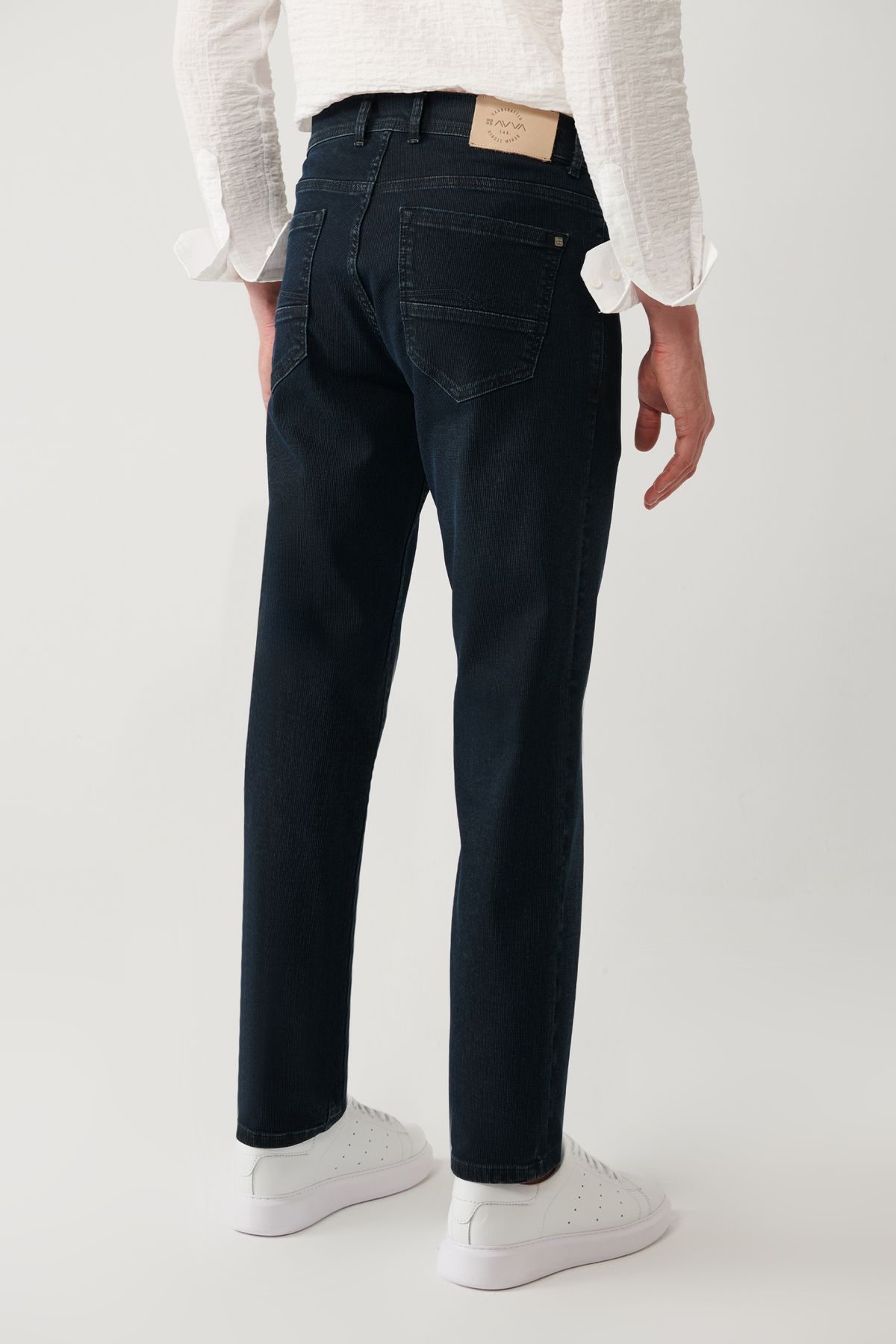 Avva-Ανδρικό τζιν παντελόνι Navy Blue Antique που πλένεται A41y3510 5