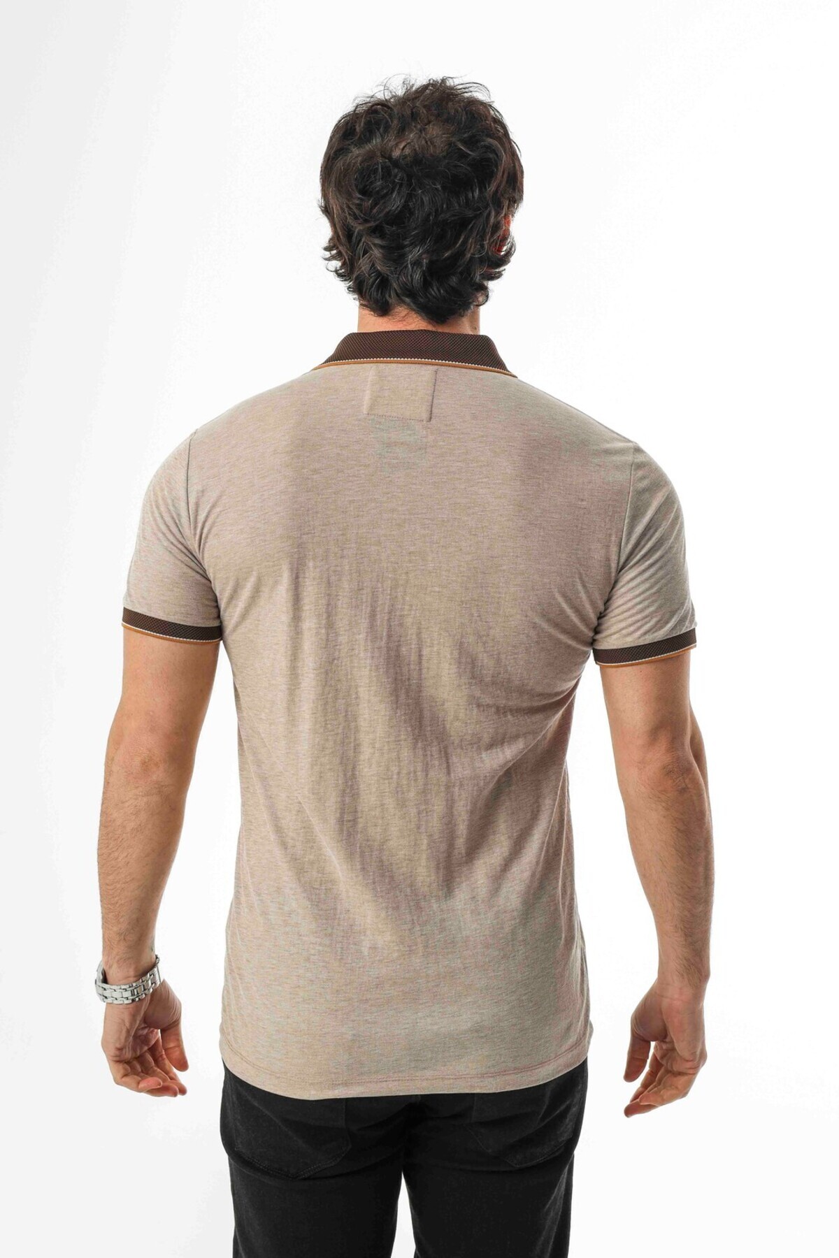 Tony Montana-Polo Collar Buttoned Pocket Viscose Fabric Men's T-Shirt-Ar-1009 3