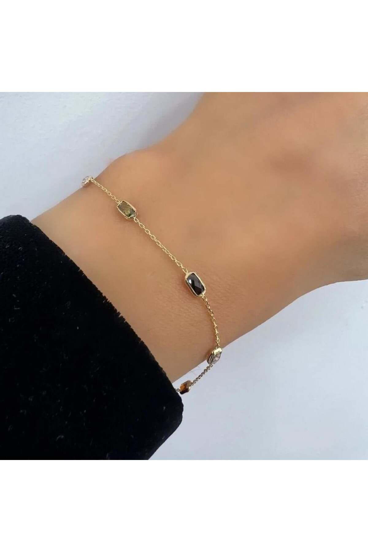 byBurak GOLD Renkli Baget Taşlı Bileklik – BLK0929