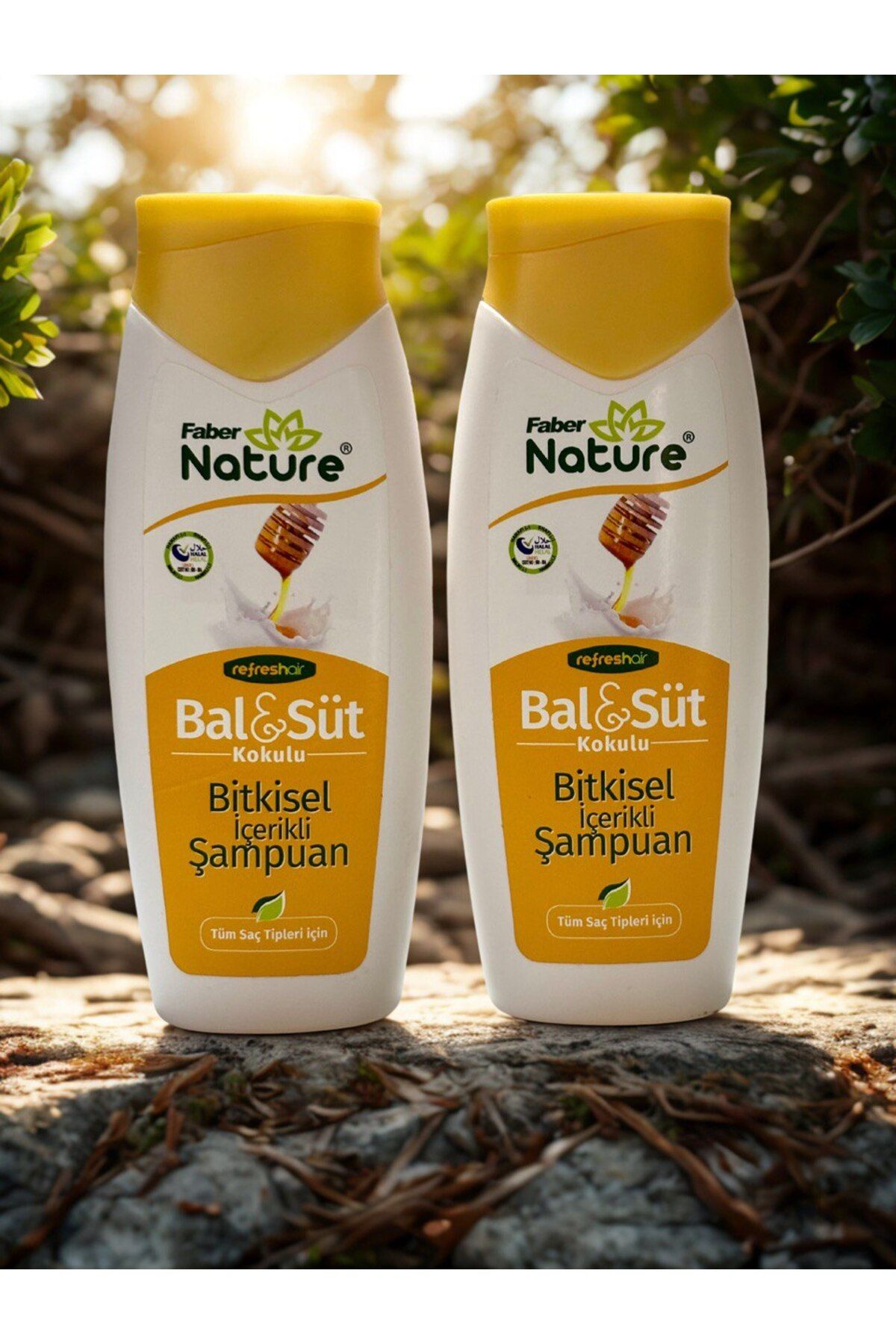 Faber Nature Refresh Hair Ballı & Sütlü - Bitkisel Esaslı Saç Şampuanı 400 ml*2li Set