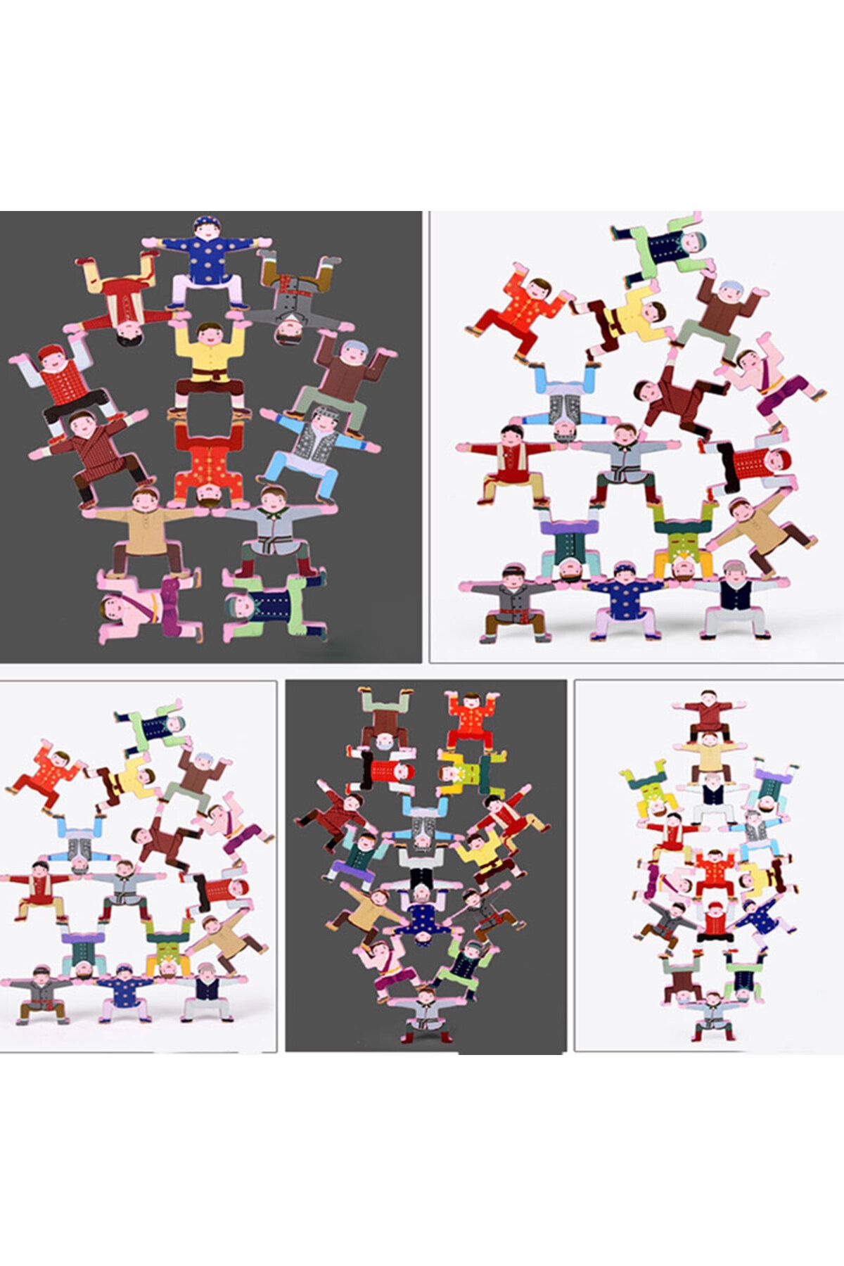 Generic-wooden balanced building block toy set of characters kt-030 5