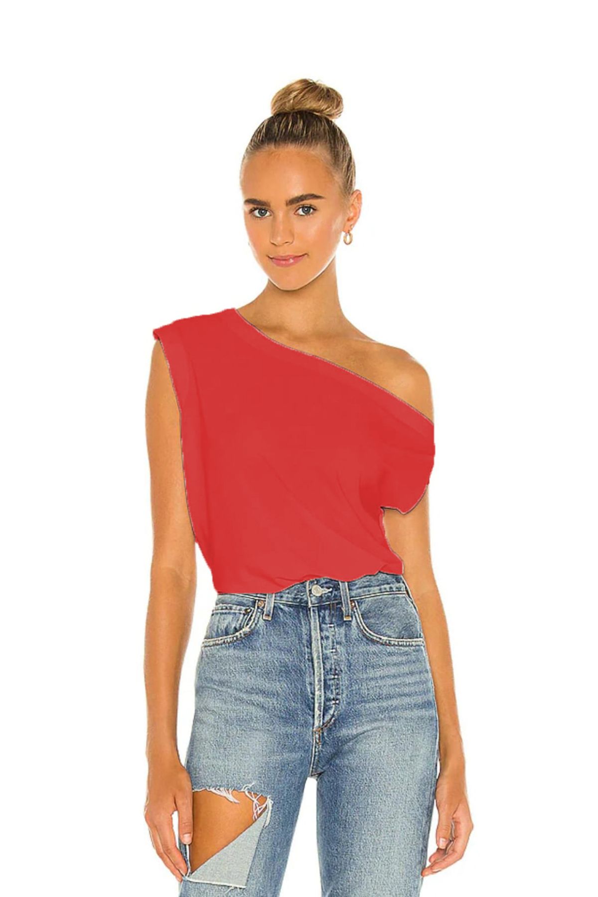 AFR CLOTHES KADIN ÇİFT KAT JARSE DAMLA OMUZ BLUZ