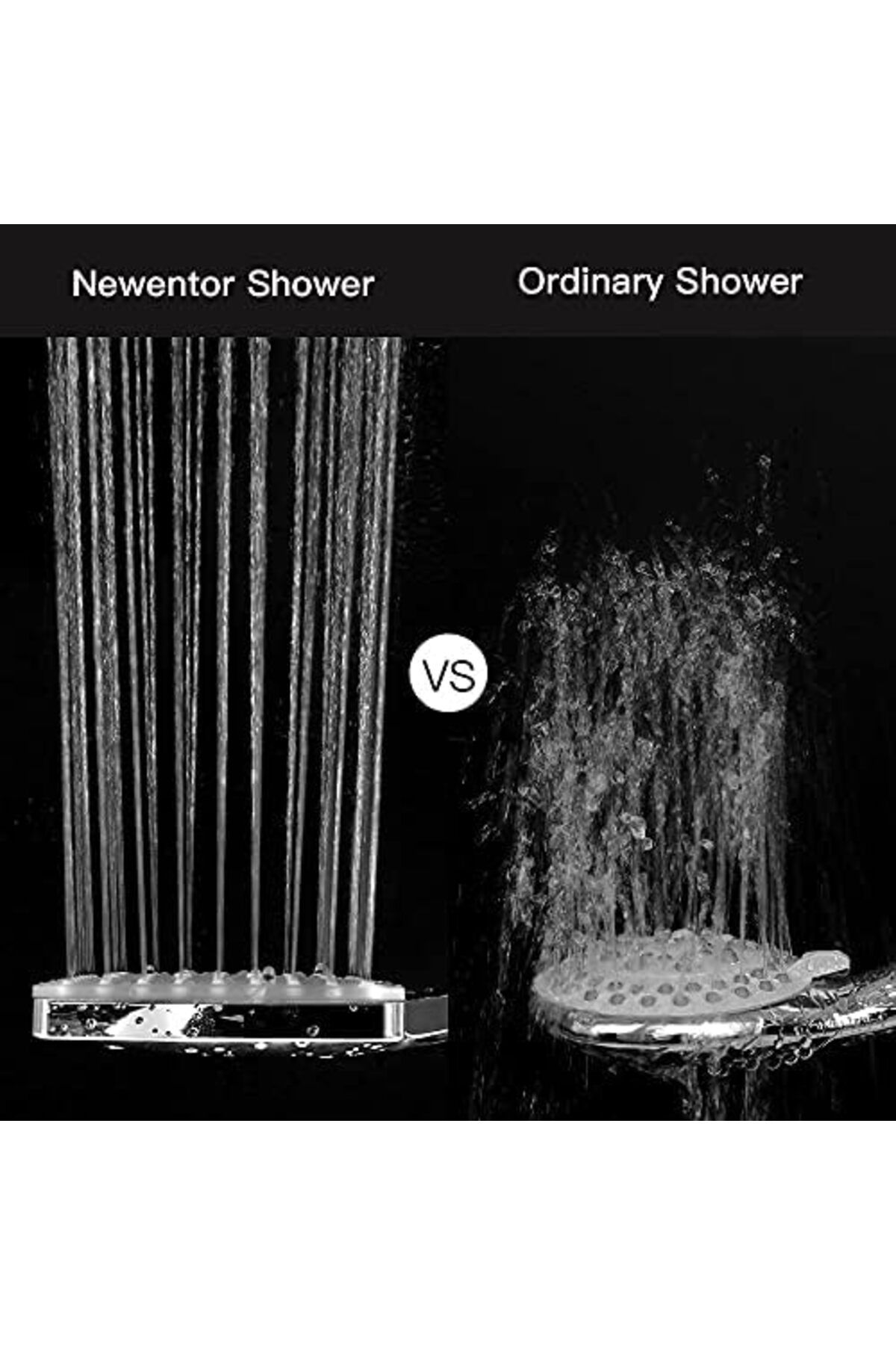 Newentor-Shower Head with Hose Set with 6 Settings Spray Mode, Chrome - 1.5m 5