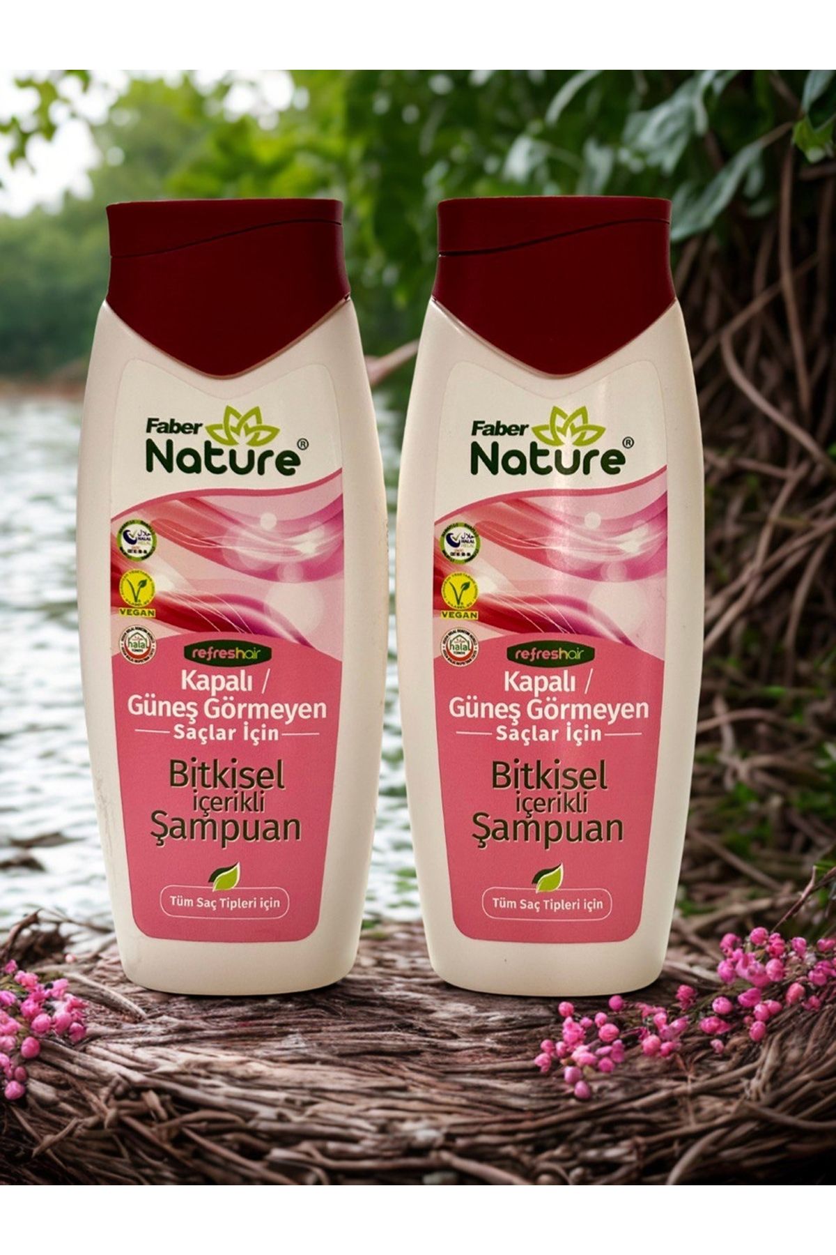 Faber Nature Refresh Hair Kapalı-Güneş Görmeyen Saçlar - Bitkisel Esaslı Saç Şampuanı 400ml* 2li Set