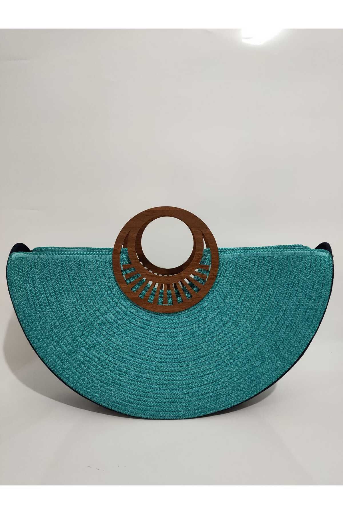 Ezo Beach, Kadın Siyah El Çantası, Turkuaz Handmade Çanta, El Yapımı Günlük , Hediyelik Plaj Çantası