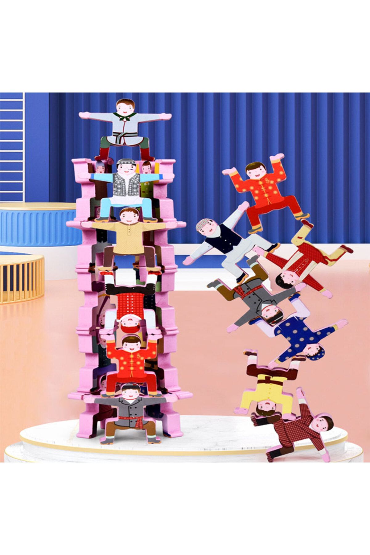 Generic-wooden balanced building block toy set of characters kt-030 2