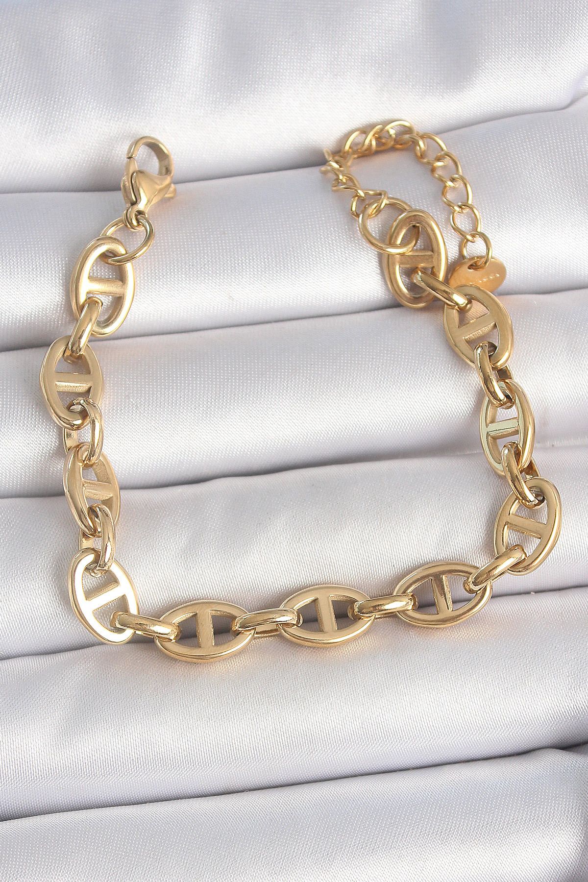 seZZeon 316L Çelik Gold Renk Zincir Model Kadın Bileklik