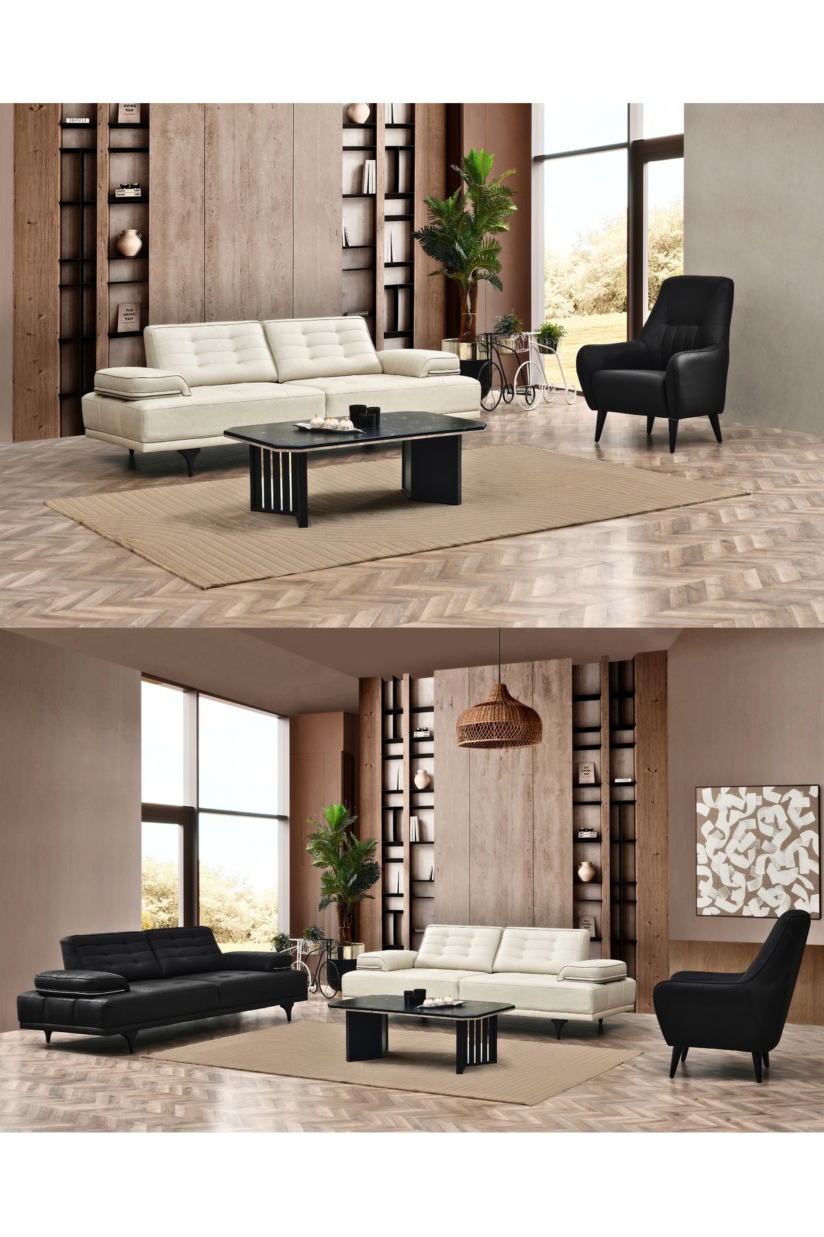 Velura Home & Living Mercury Koltuk Takımı & Sırt Mekanizmalı Kanepe (3+1) - Beyaz
