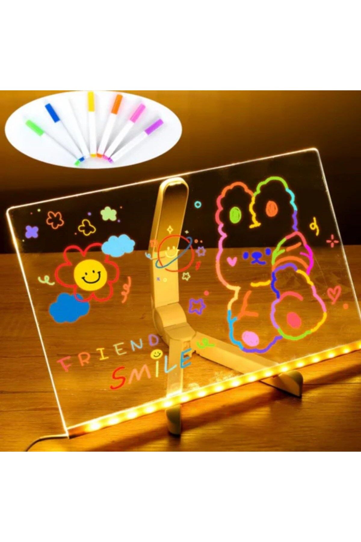 RiverWorld River World 20 cm x 30 cm Ebatlarında Kendiliğinden Renkli Fosforlu Kalemli LED Işıklı Yazı Panosu
