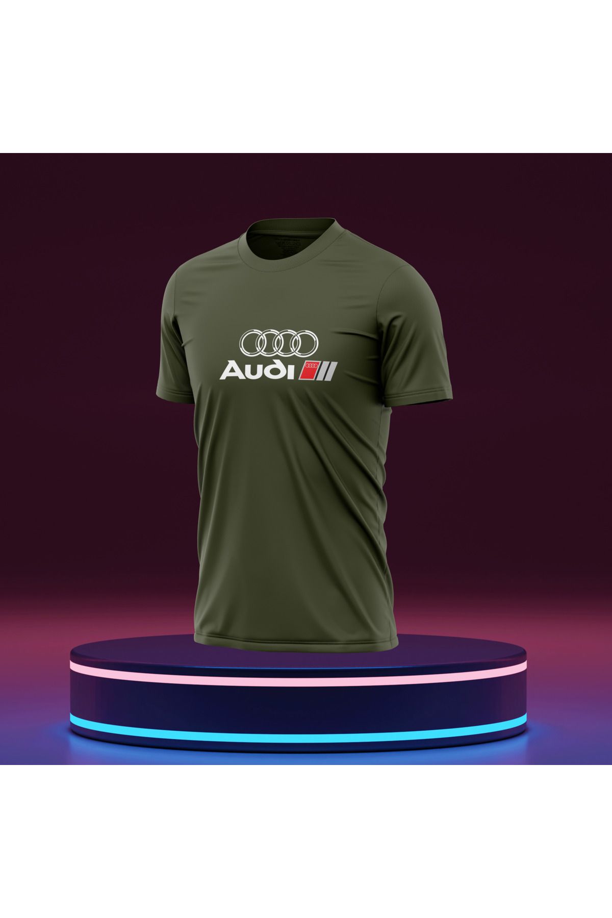 Bulvar Lee Erkek Sıfır Yaka Audi Baskılı Yazlık T-Shirt