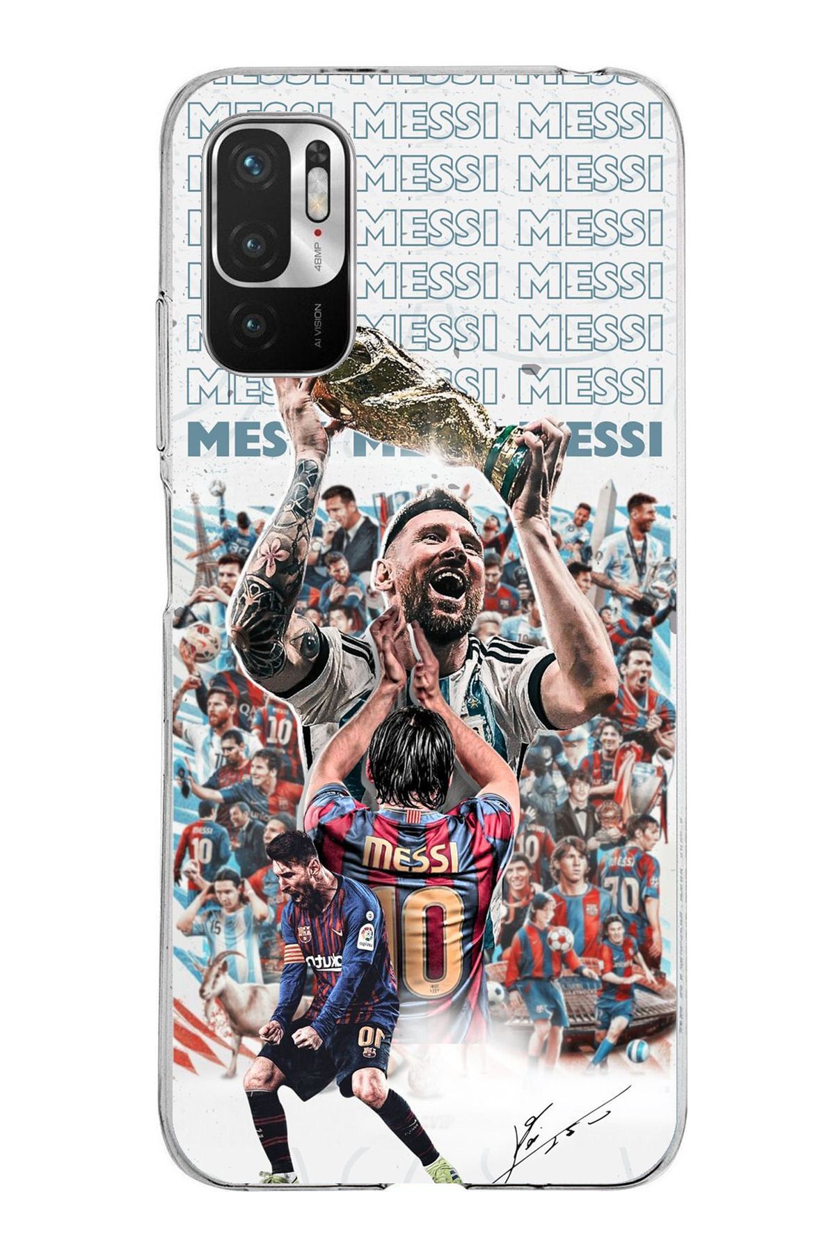 TechTree Redmi Note 10 5G Uyumlu Messi Dünya Kupası Şeffaf Silikon Kılıf