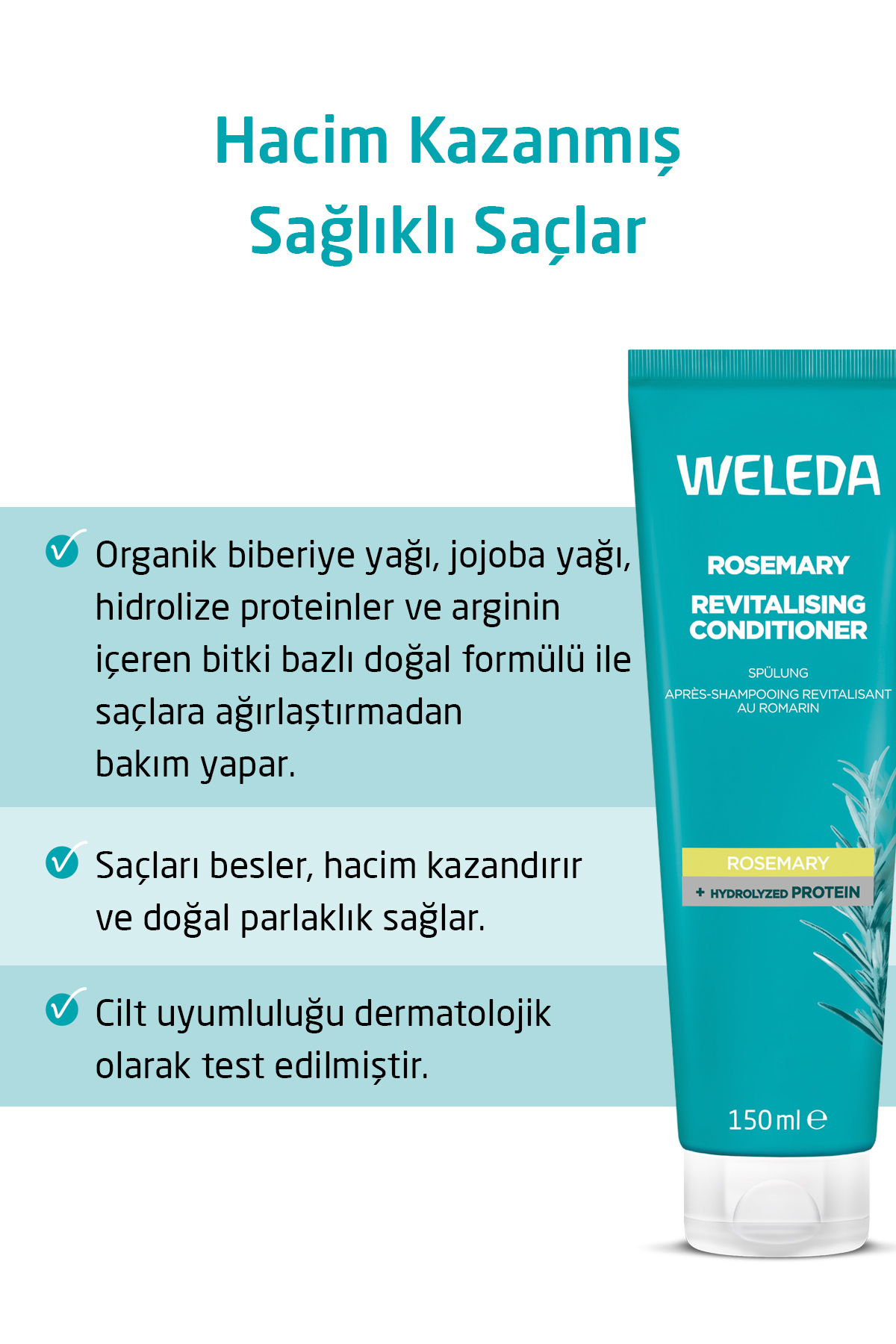 Biberiye Özlü Organik Canlandırıcı Saç Bakım Kremi 150ml — Weleda Canlandırıcı Saç Bakım Serisi — تصویر 3 از 4