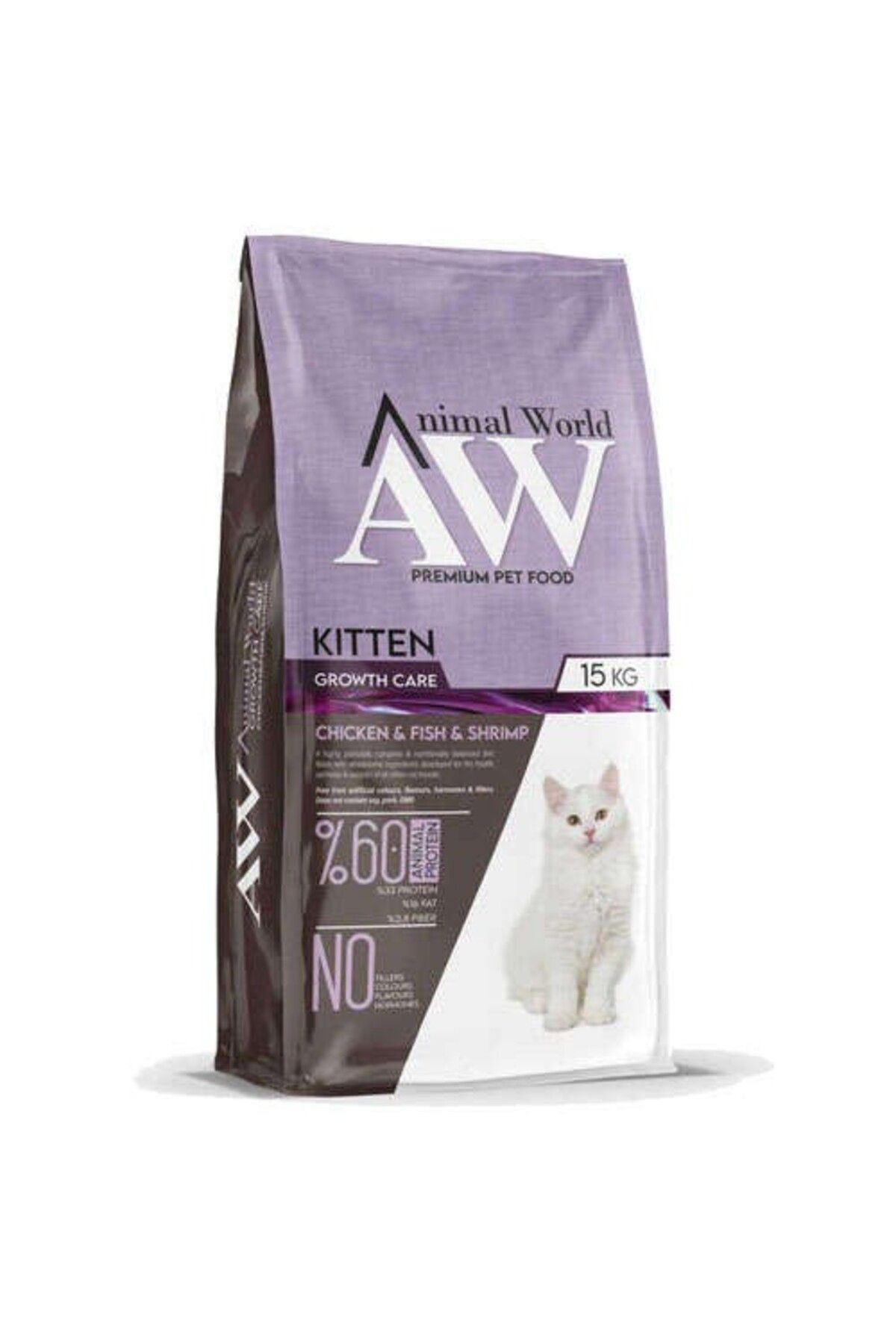 AnimalWord Animal World Tavuk Balık Karidesli Yavru Kedi Maması 15 kg
