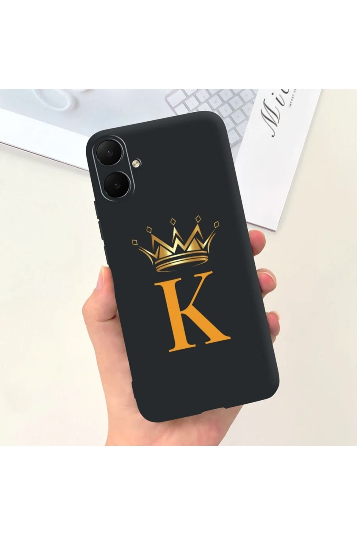 Rotaks Omix X3 Uyumlu Harfli Taç Baskılı Kişiye Özel Silikon Telefon Kılıfı - K