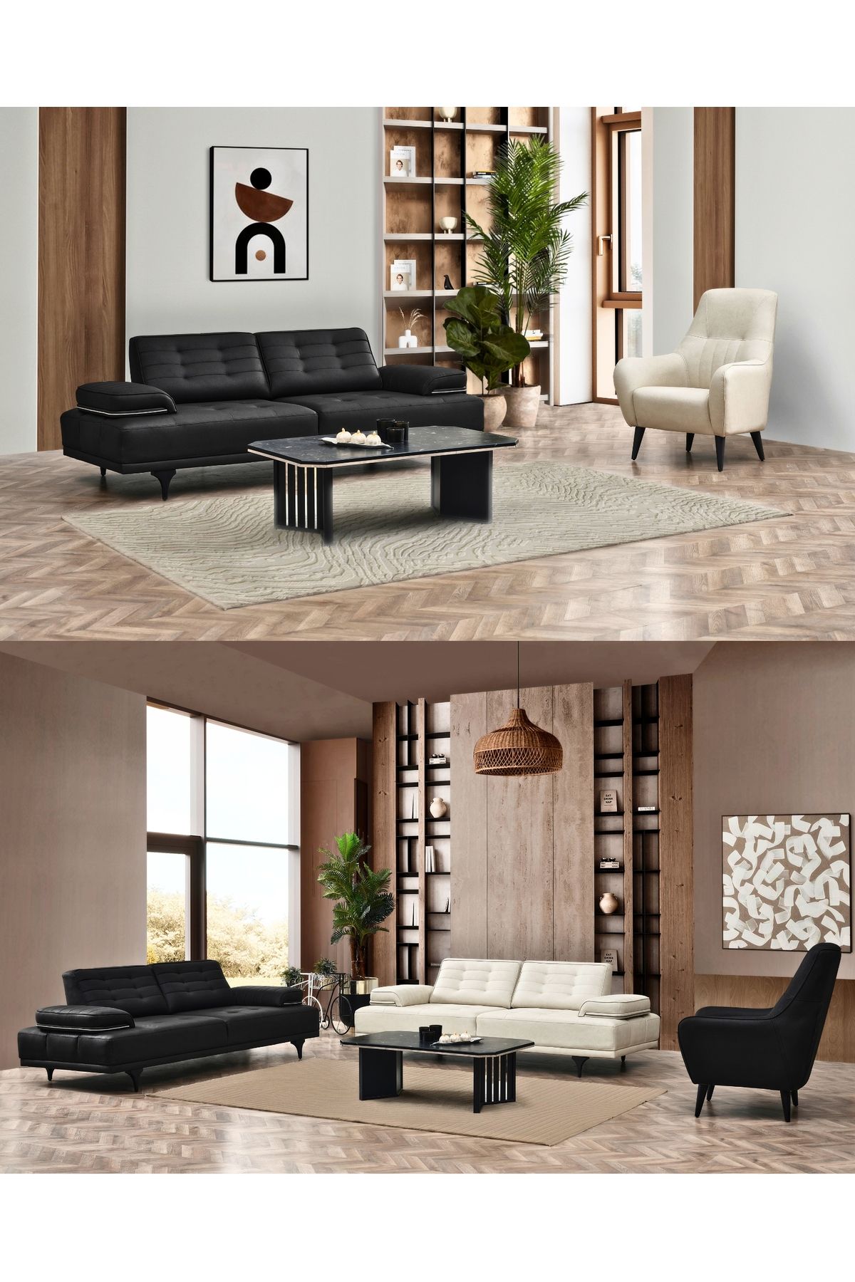 Velura Home & Living Mercury Koltuk Takımı & Sırt Mekanizmalı Kanepe (3+1) - Siyah