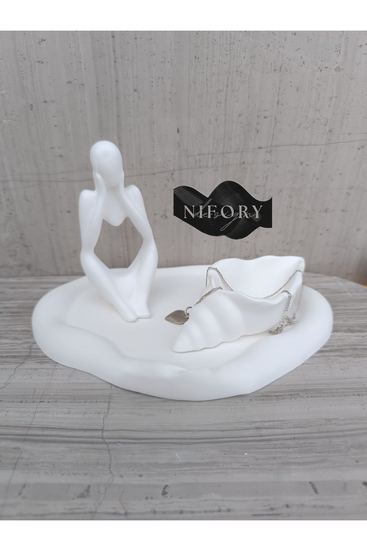 Nifory 520-N0106 Dekoratif Beton Sunum Aksesuar Set Beton Biblo Organizer Takımı Çok Amaçlı Dekoratif Set
