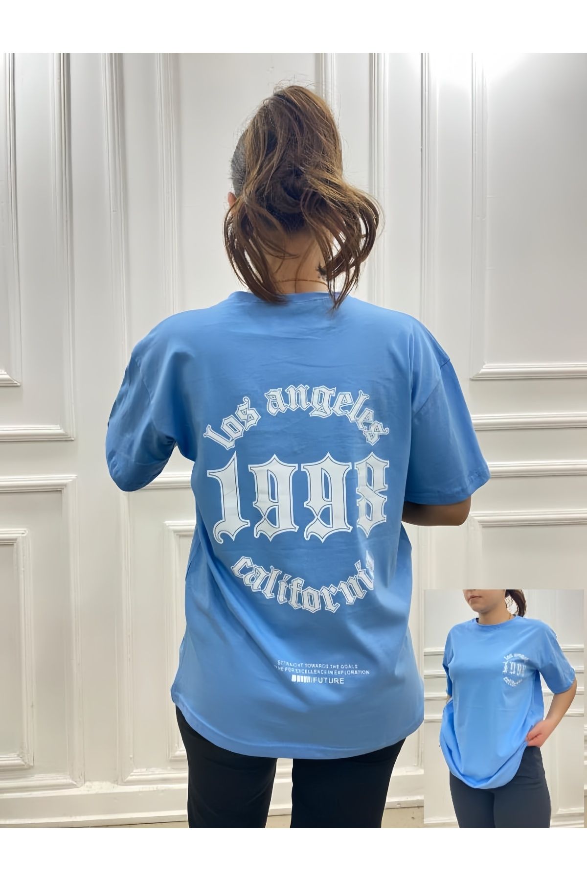 Teodora Demaria Unisex Los Angeles Sırt Baskılı Oversize T-Shirt